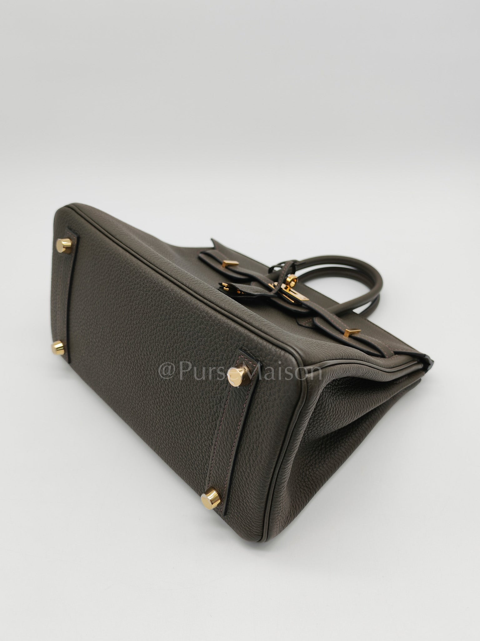 Birkin 25 Retourne in Vert de Gris Togo Leather & Gold Hardware Stamp Y (2020) | Purse Maison Luxury Bags Shop