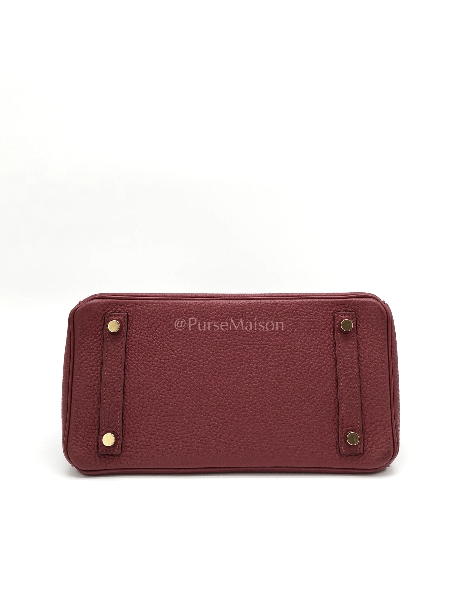 Birkin 25 Retourne Rouge Grenat in Togo Leather and Gold Hardware Stamp X (2016) | Purse Maison Luxury Bags Shop