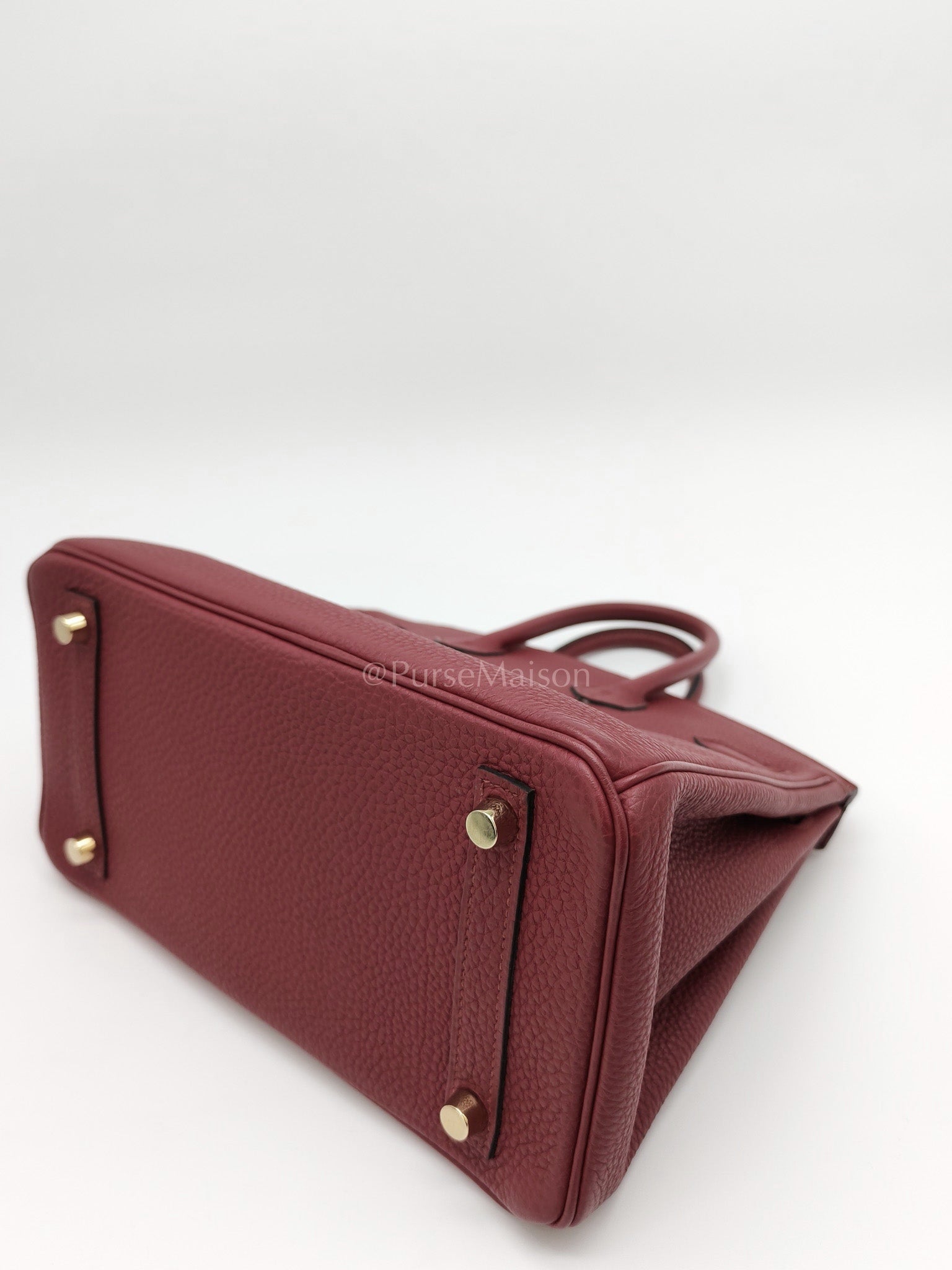 Birkin 25 Retourne Rouge Grenat in Togo Leather and Gold Hardware Stamp X (2016) | Purse Maison Luxury Bags Shop