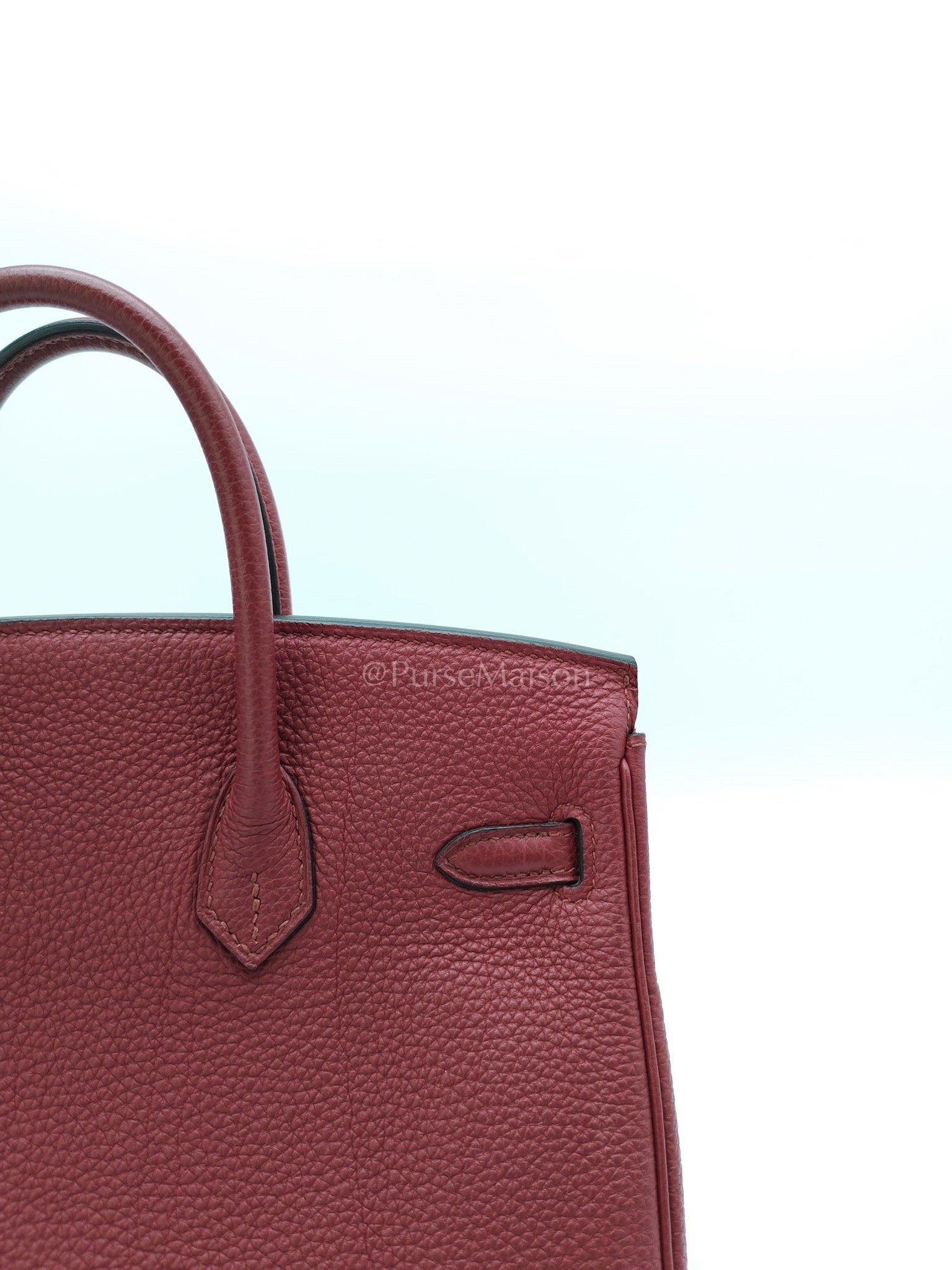 Birkin 25 Retourne Rouge Grenat in Togo Leather and Gold Hardware Stamp X (2016) | Purse Maison Luxury Bags Shop