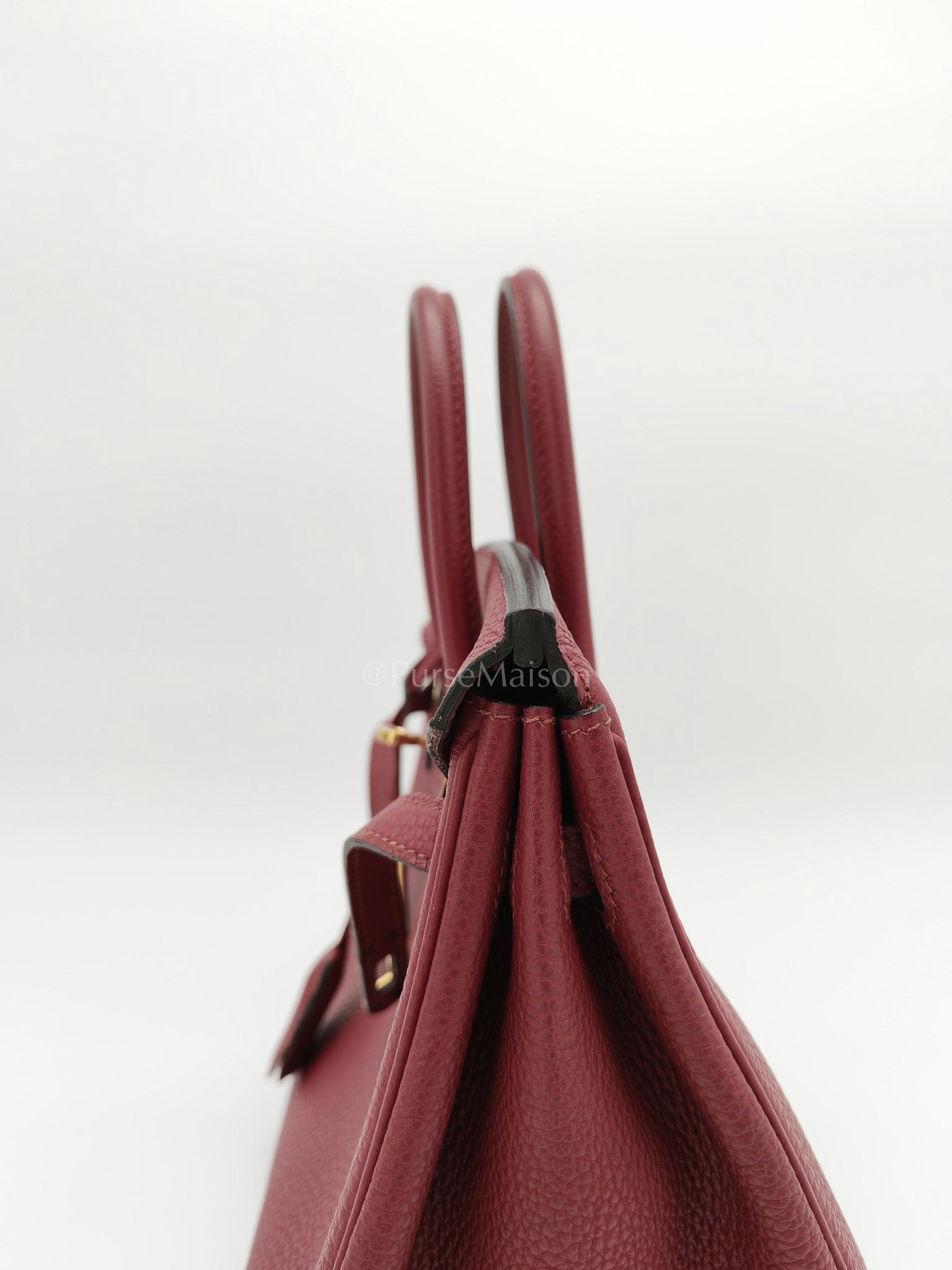 Birkin 25 Retourne Rouge Grenat in Togo Leather and Gold Hardware Stamp X (2016) | Purse Maison Luxury Bags Shop