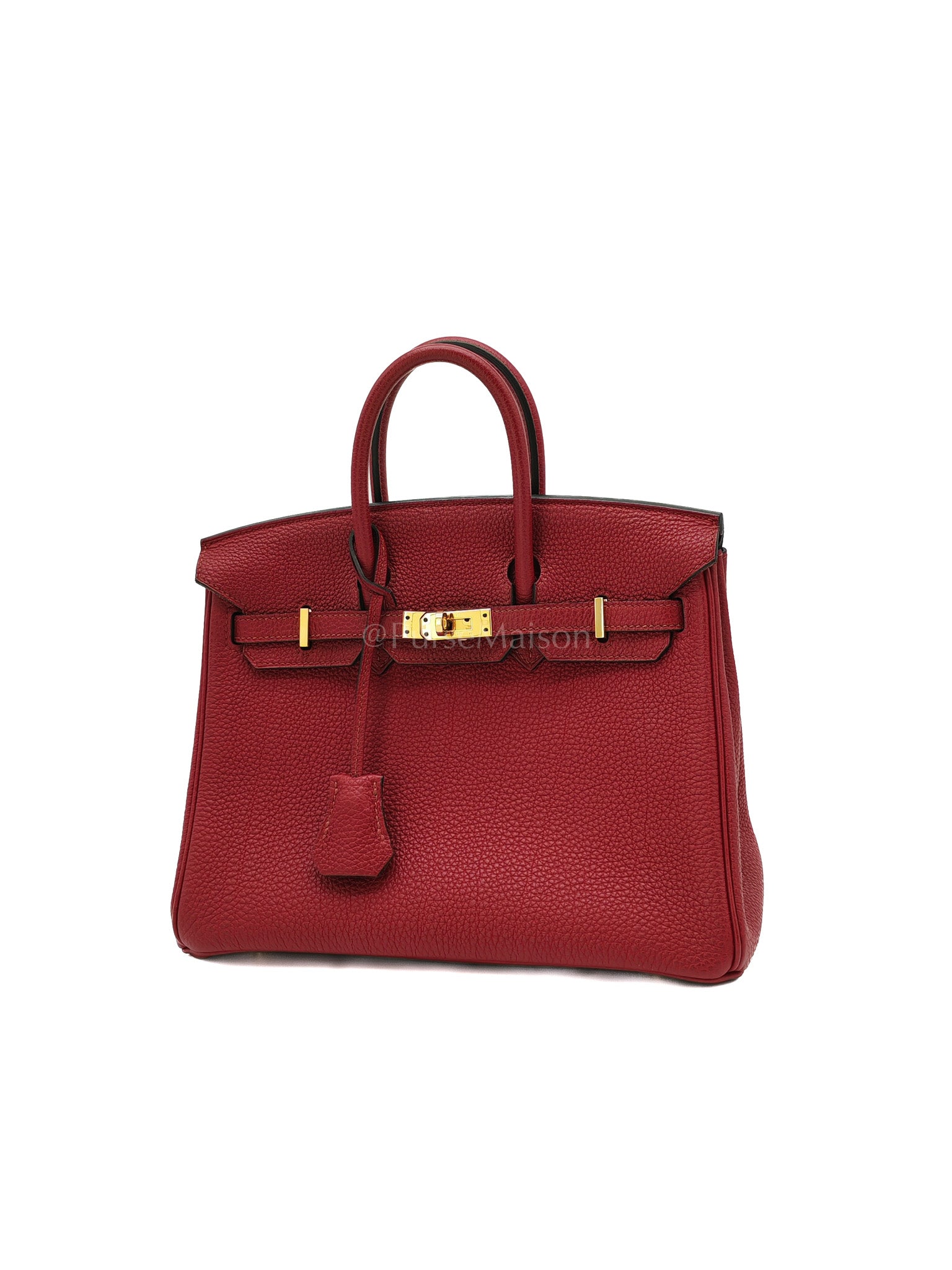Birkin 25 Retourne Rouge Grenat in Togo Leather and Gold Hardware Stamp X (2016) | Purse Maison Luxury Bags Shop