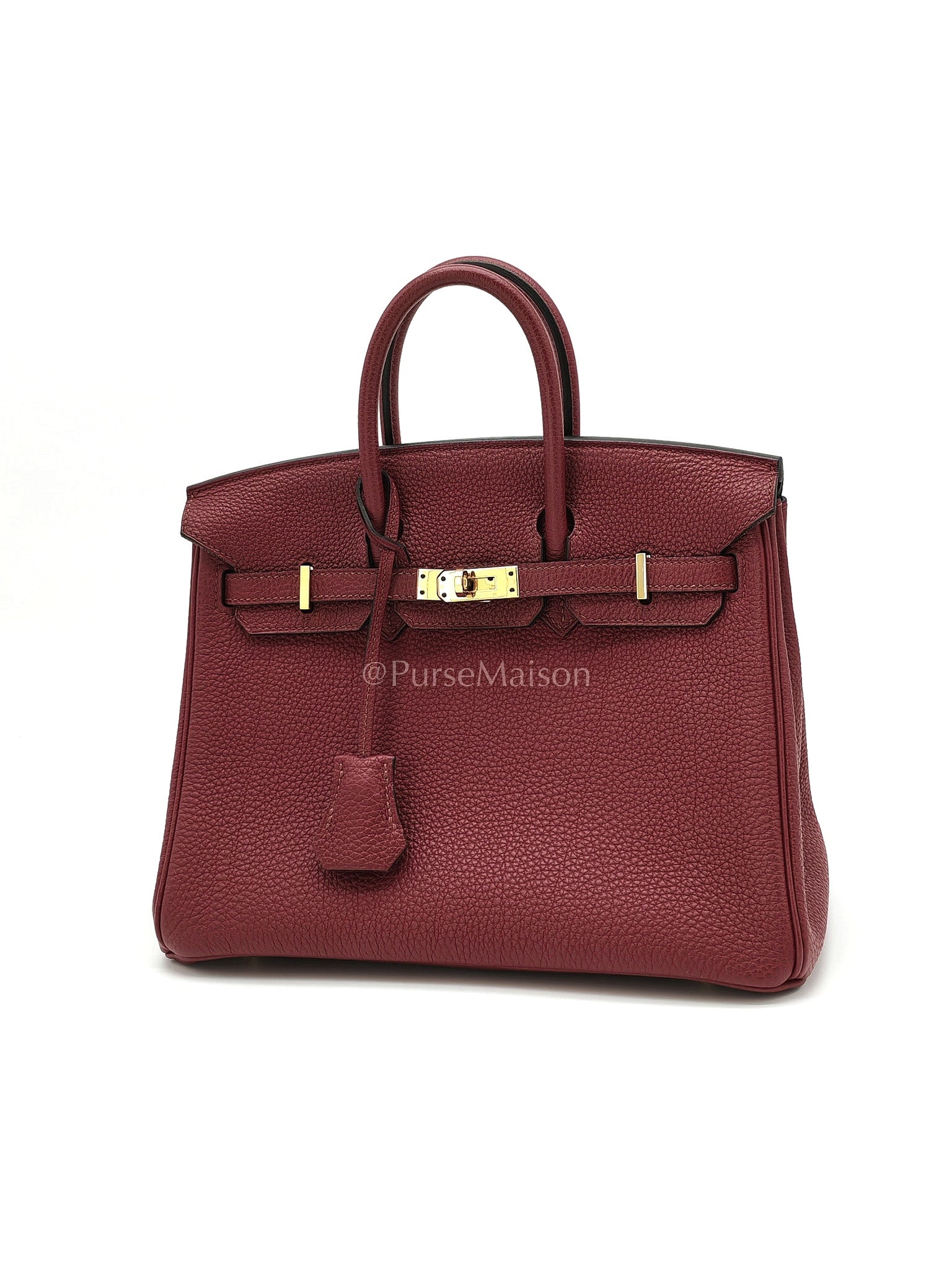 Birkin 25 Retourne Rouge Grenat in Togo Leather and Gold Hardware Stamp X (2016) | Purse Maison Luxury Bags Shop