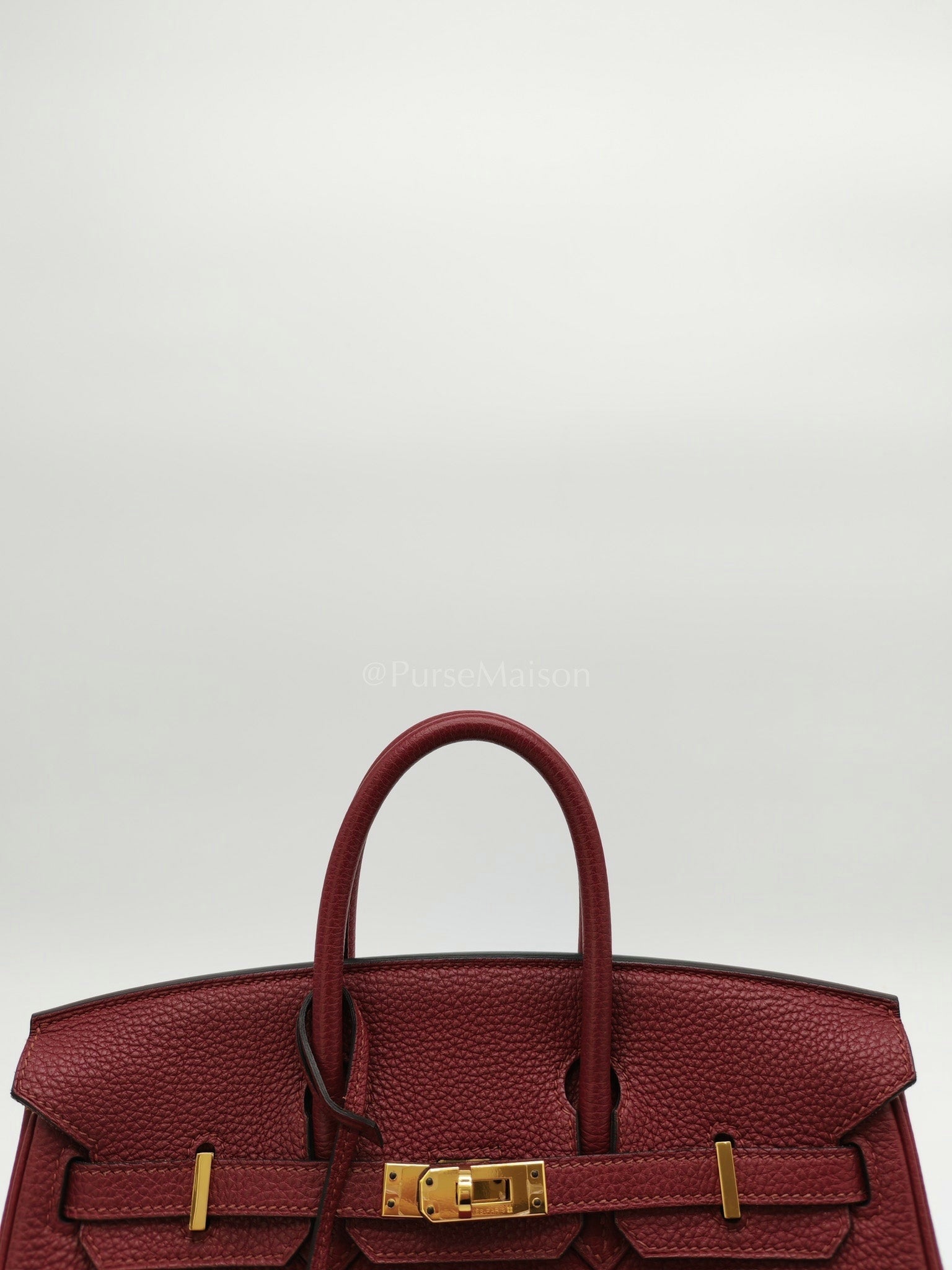 Birkin 25 Retourne Rouge Grenat in Togo Leather and Gold Hardware Stamp X (2016) | Purse Maison Luxury Bags Shop