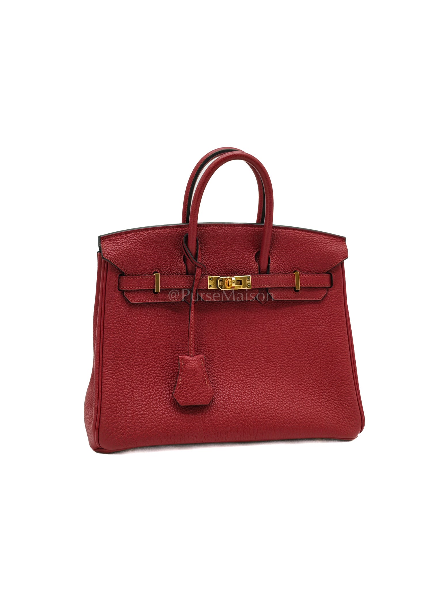 Birkin 25 Retourne Rouge Grenat in Togo Leather and Gold Hardware Stamp X (2016) | Purse Maison Luxury Bags Shop