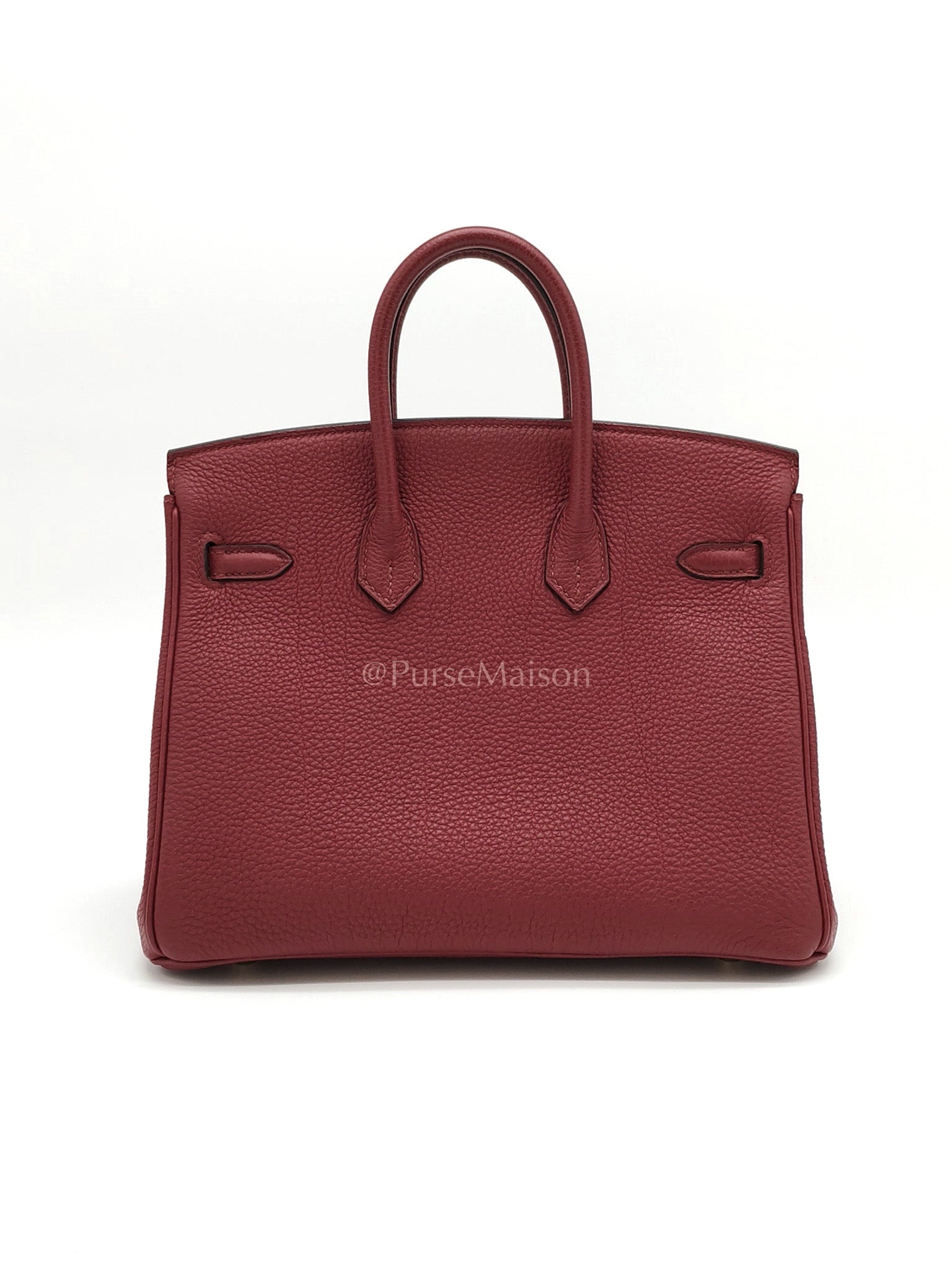 Birkin 25 Retourne Rouge Grenat in Togo Leather and Gold Hardware Stamp X (2016) | Purse Maison Luxury Bags Shop