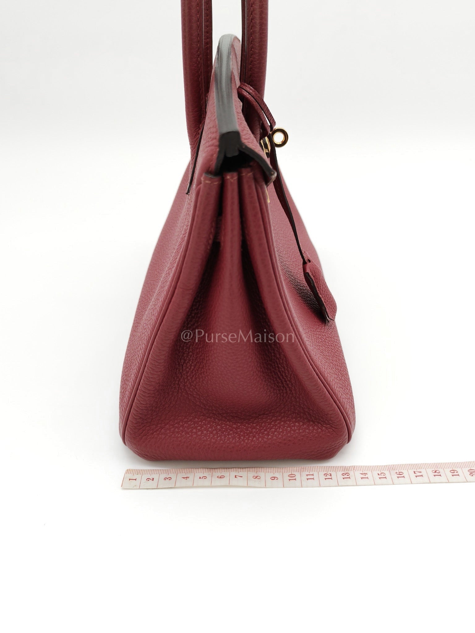 Birkin 25 Retourne Rouge Grenat in Togo Leather and Gold Hardware Stamp X (2016) | Purse Maison Luxury Bags Shop