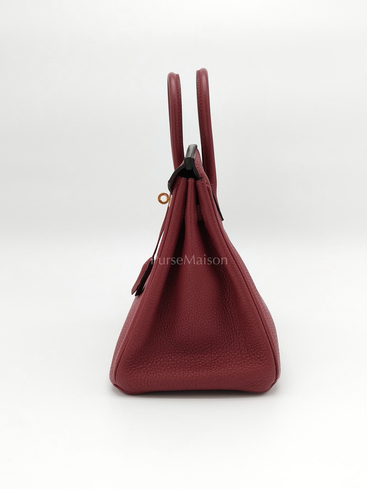 Birkin 25 Retourne Rouge Grenat in Togo Leather and Gold Hardware Stamp X (2016) | Purse Maison Luxury Bags Shop