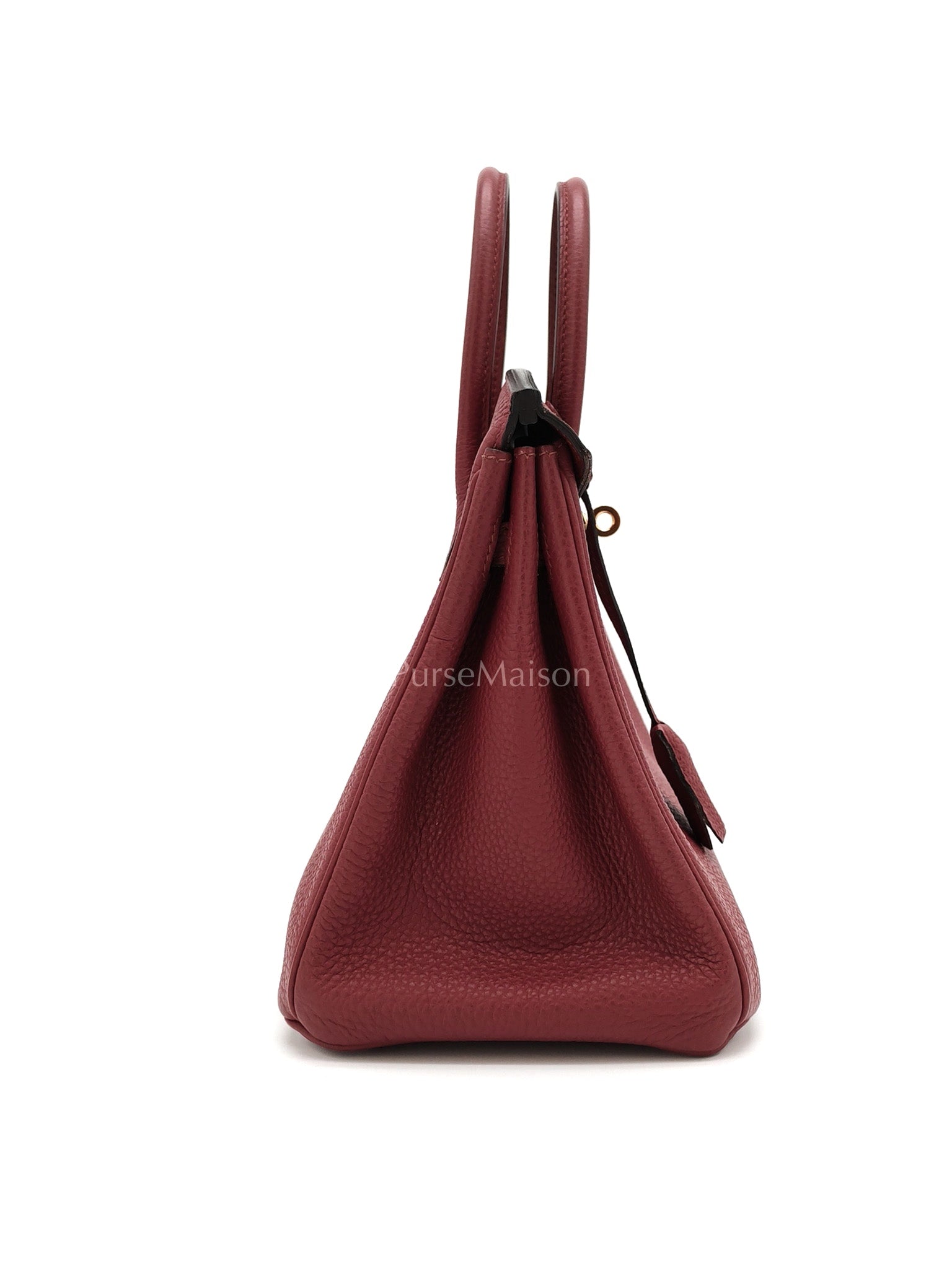 Birkin 25 Retourne Rouge Grenat in Togo Leather and Gold Hardware Stamp X (2016) | Purse Maison Luxury Bags Shop