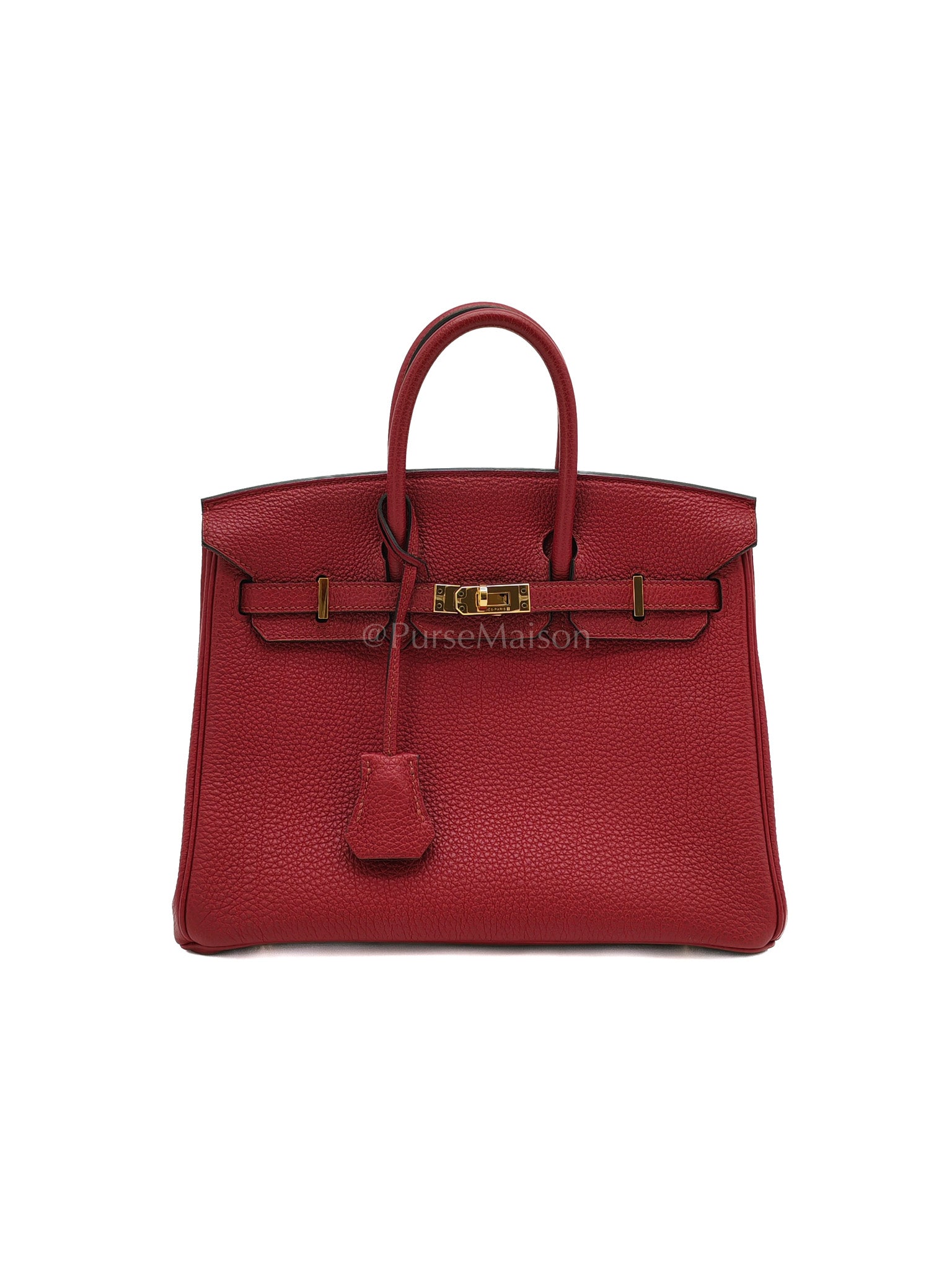 Birkin 25 Retourne Rouge Grenat in Togo Leather and Gold Hardware Stamp X (2016) | Purse Maison Luxury Bags Shop