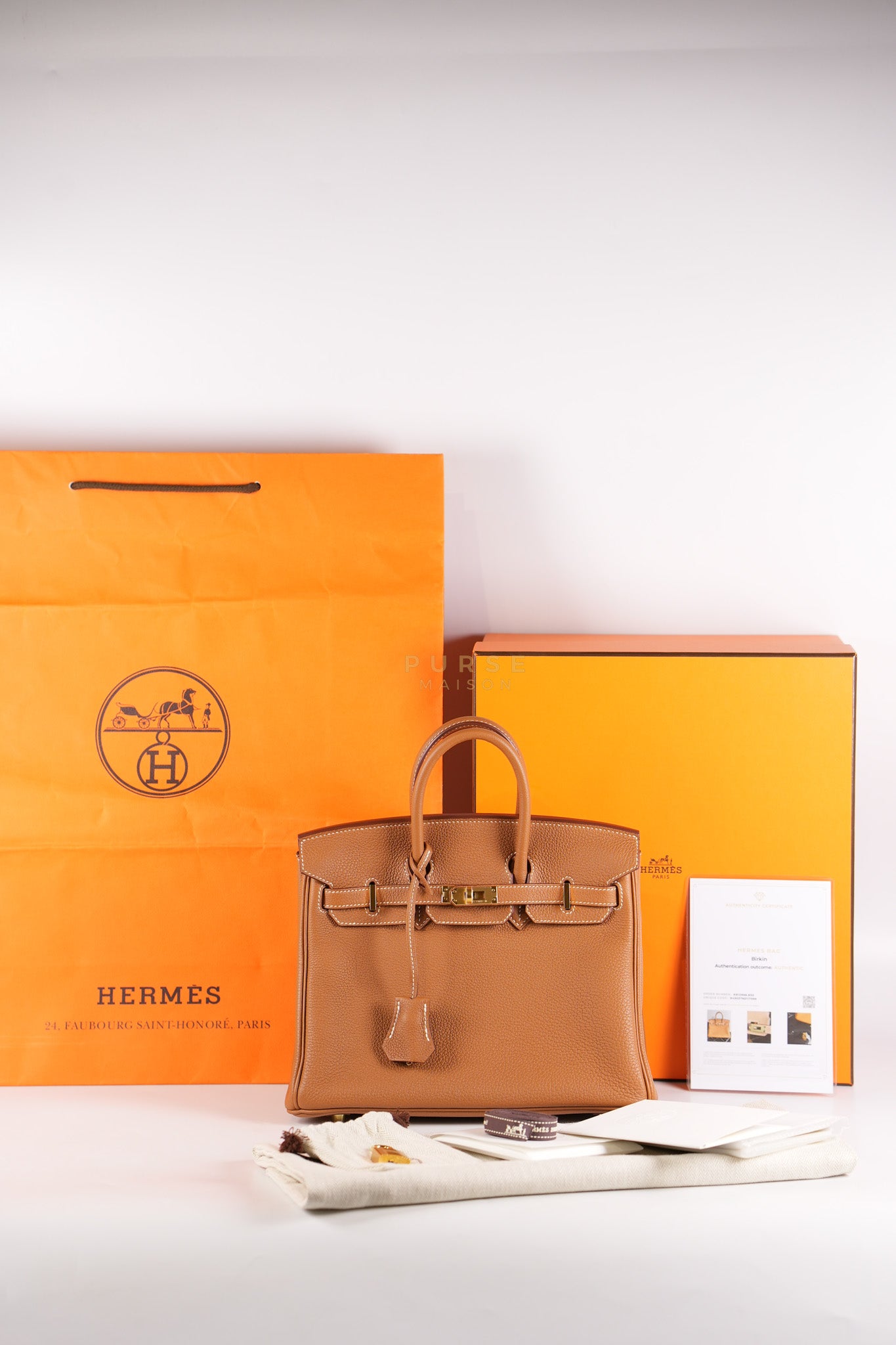 Birkin 25 Retrourne in Gold Togo Leather and Gold Hardware Stamp B (2023) | Purse Maison Luxury Bags Shop