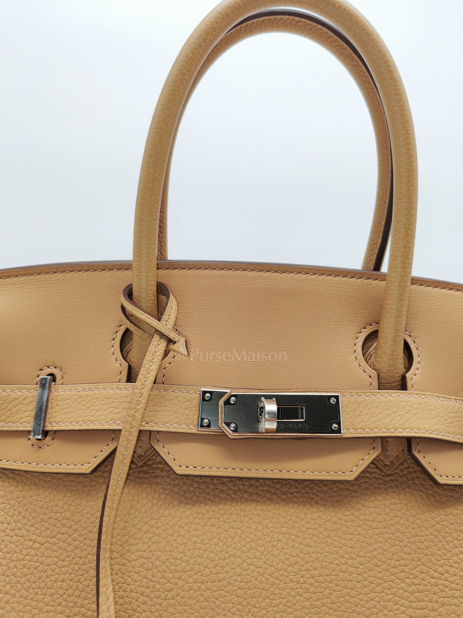 Birkin 30 3 En 1 in Togo Leather/Toile Goeland/Veau Swift in Biscuit/Jaune Citron Stamp U (2022) | Purse Maison Luxury Bags Shop