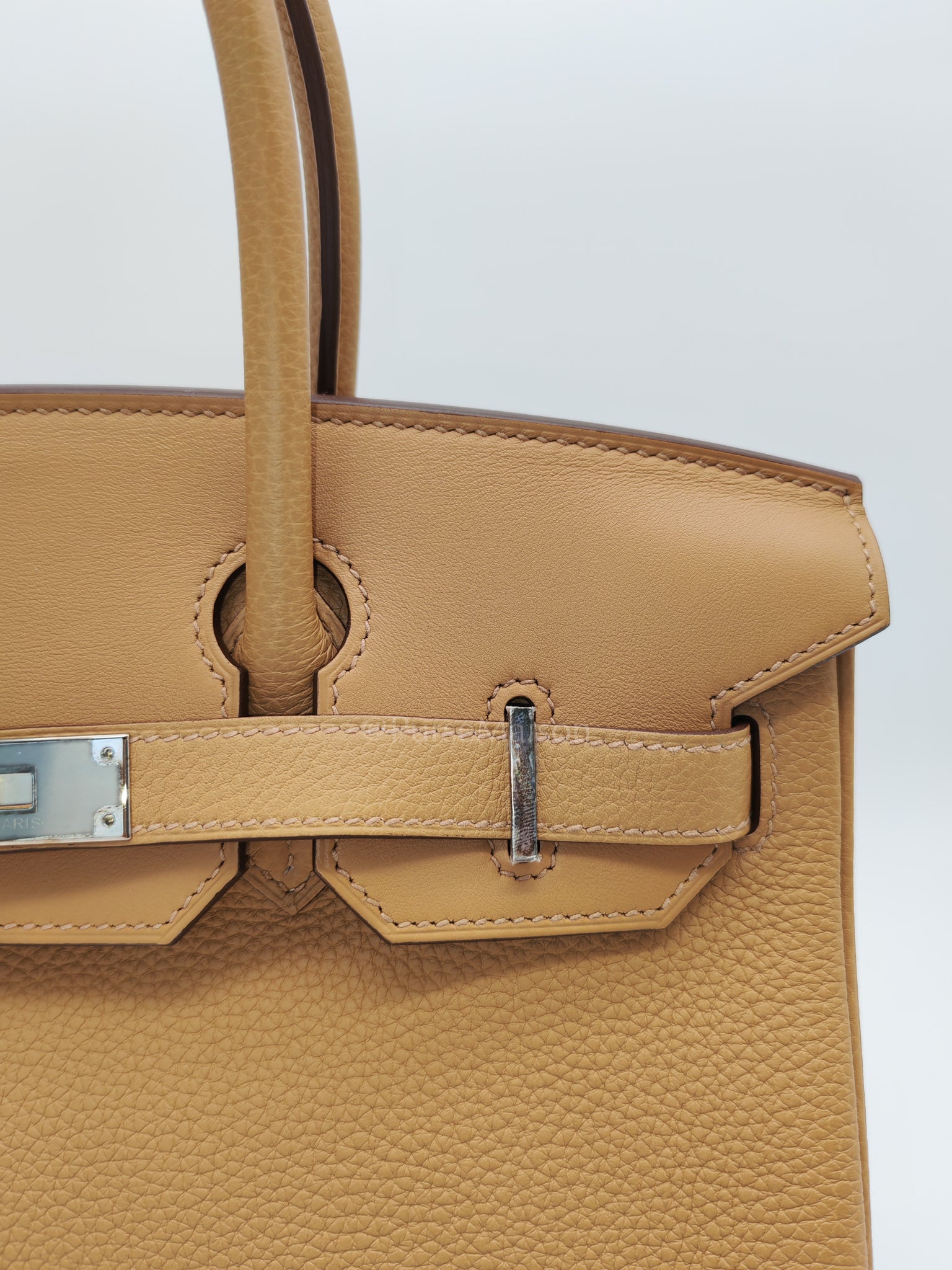 Birkin 30 3 En 1 in Togo Leather/Toile Goeland/Veau Swift in Biscuit/Jaune Citron Stamp U (2022) | Purse Maison Luxury Bags Shop
