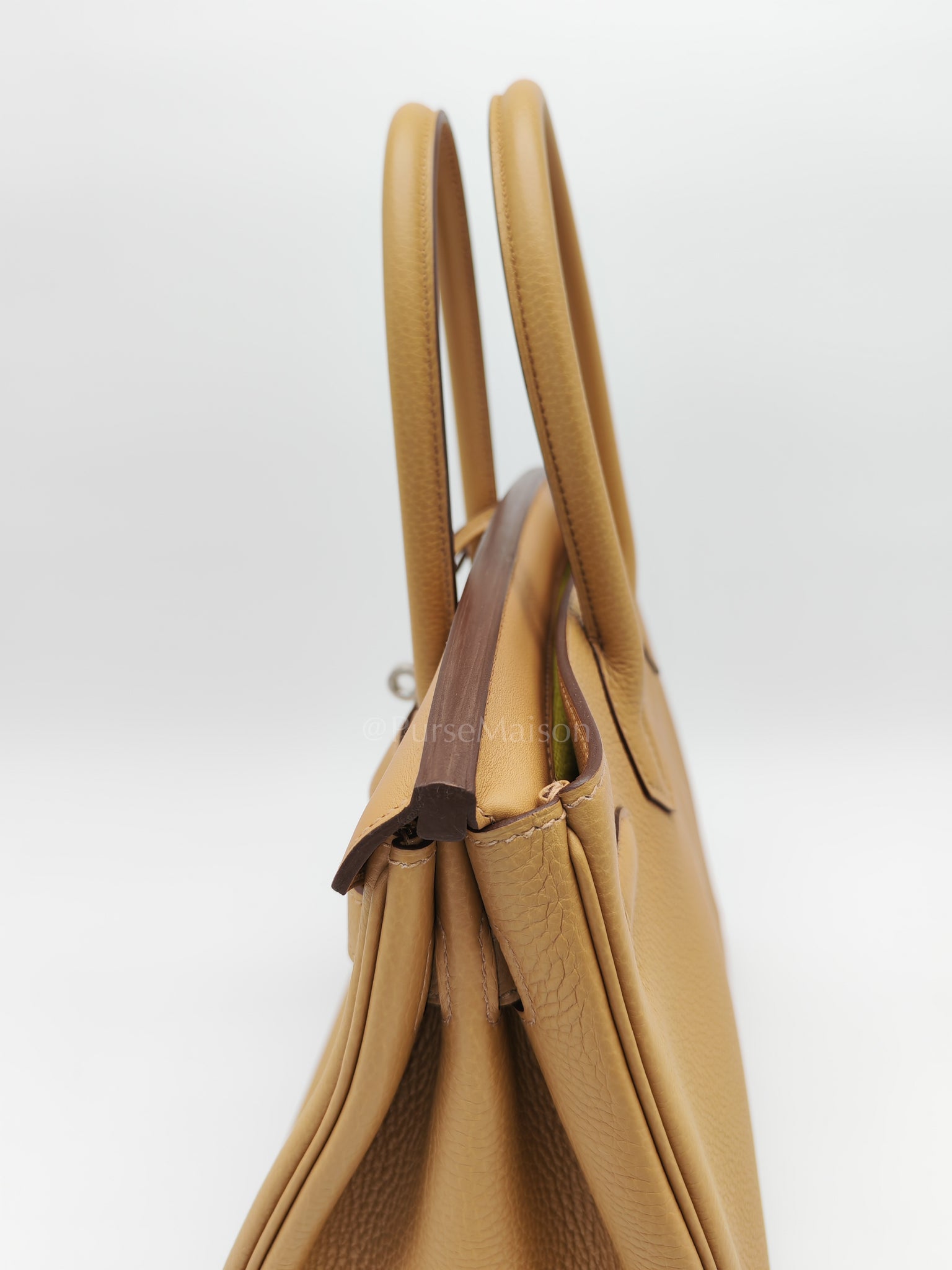 Birkin 30 3 En 1 in Togo Leather/Toile Goeland/Veau Swift in Biscuit/Jaune Citron Stamp U (2022) | Purse Maison Luxury Bags Shop