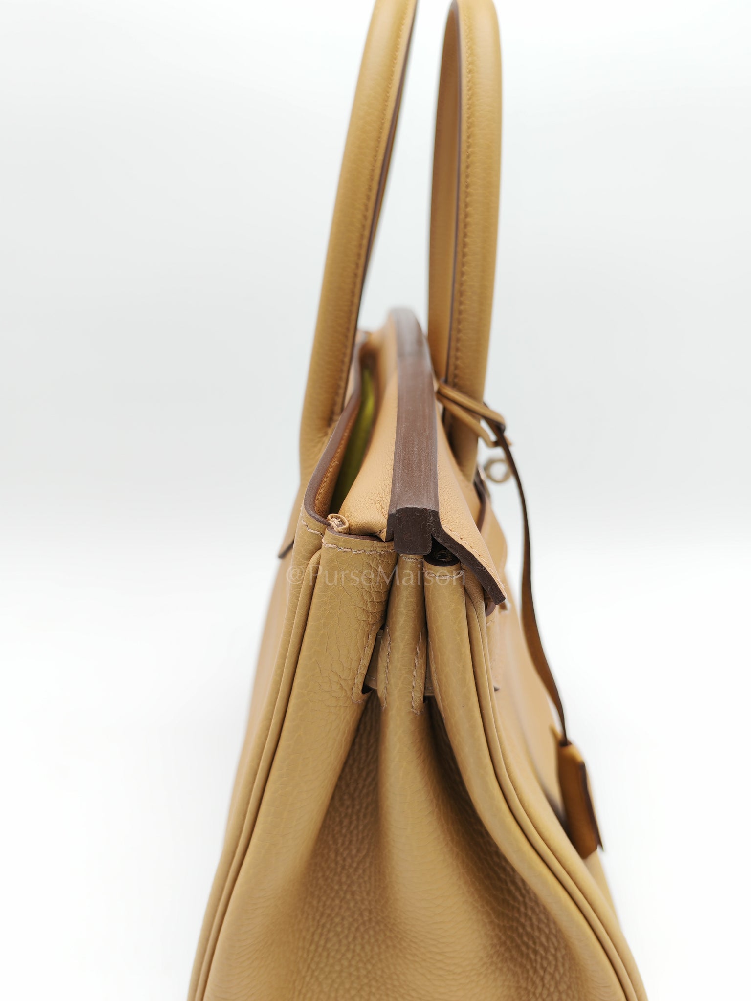 Birkin 30 3 En 1 in Togo Leather/Toile Goeland/Veau Swift in Biscuit/Jaune Citron Stamp U (2022) | Purse Maison Luxury Bags Shop