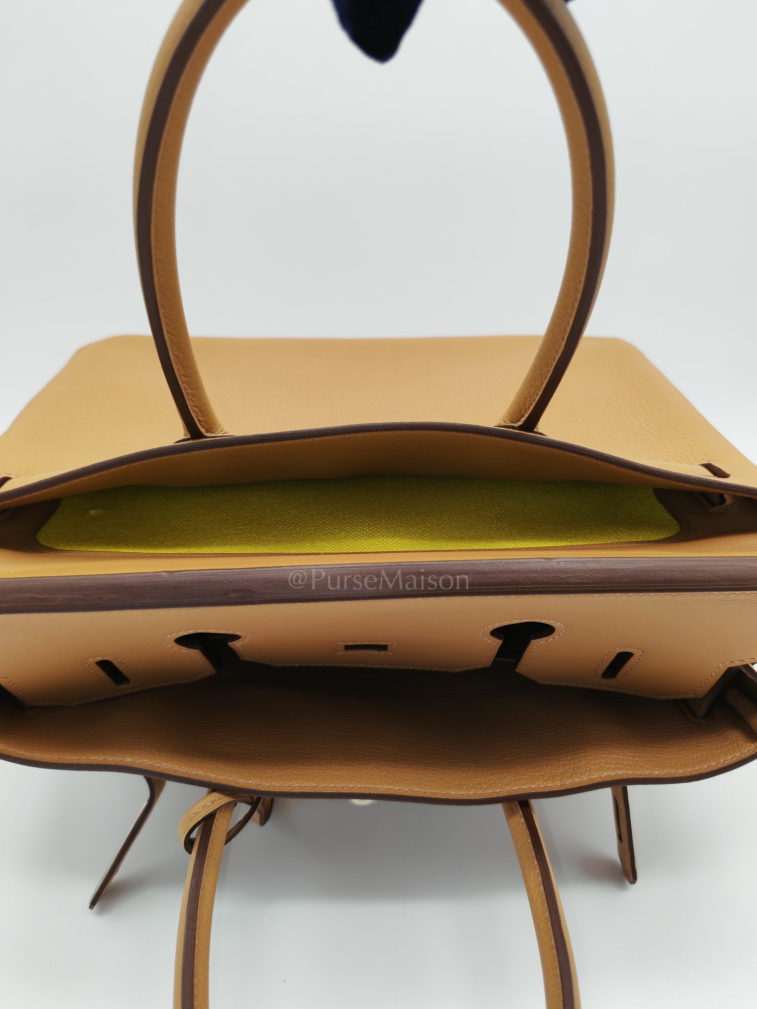 Birkin 30 3 En 1 in Togo Leather/Toile Goeland/Veau Swift in Biscuit/Jaune Citron Stamp U (2022) | Purse Maison Luxury Bags Shop