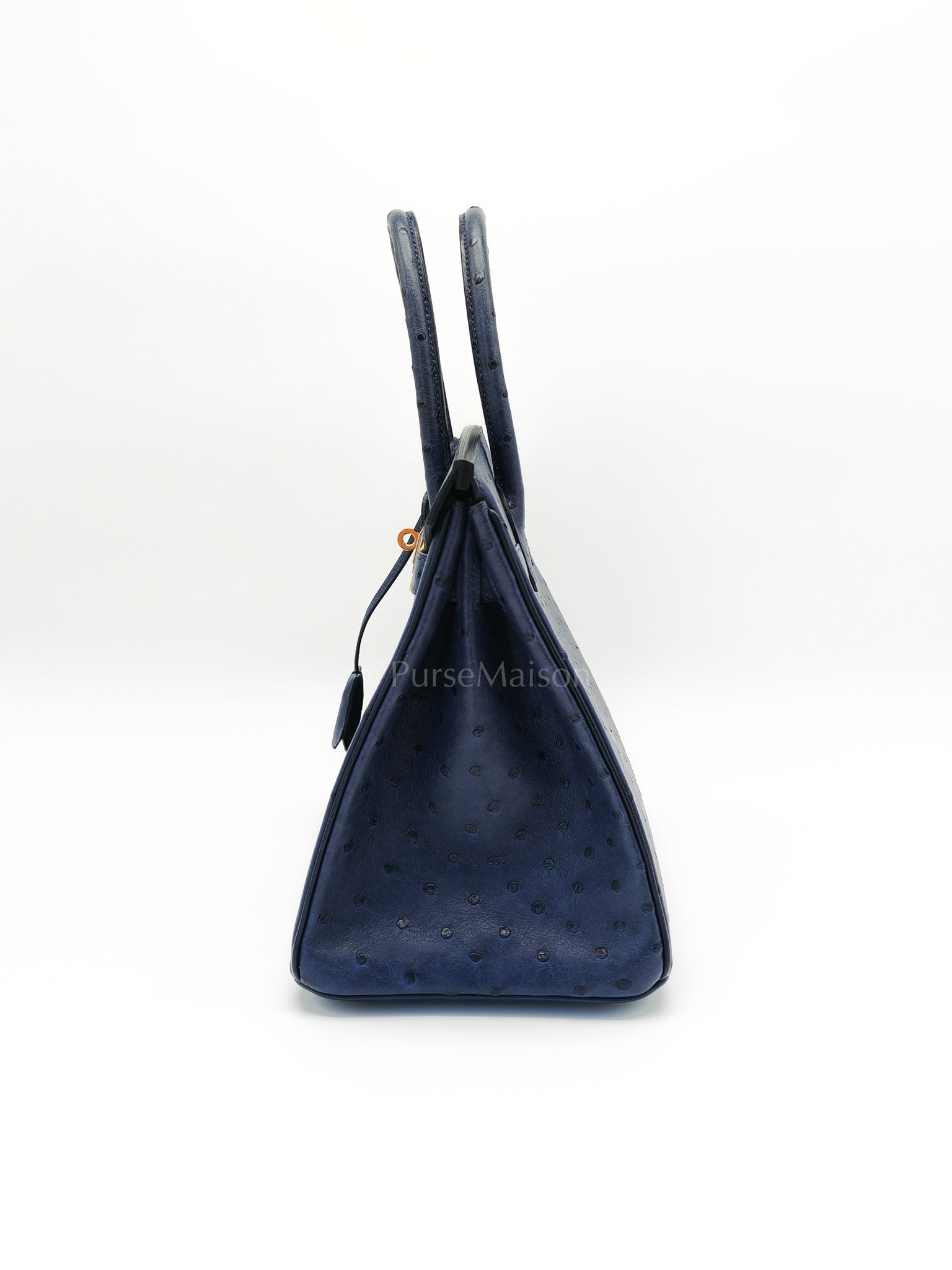 Birkin 30 Autruche in Bleu Iris Ostrich Leather Gold Hardware Stamp T(2015) | Purse Maison Luxury Bags Shop