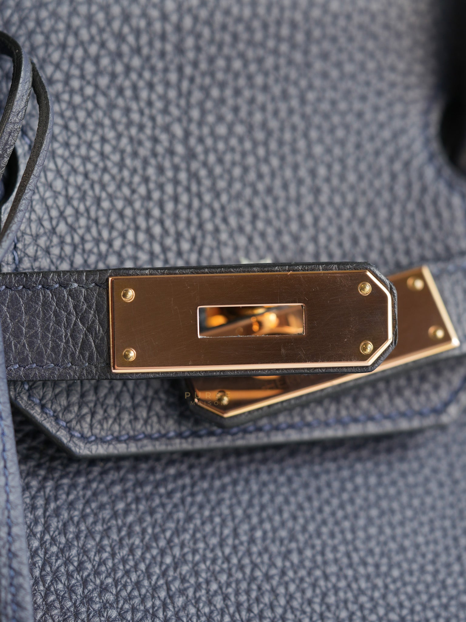 Birkin 30 Bleu Nuit Togo Leather Rose Gold Hardware Stamp A(2017) | Purse Maison Luxury Bags Shop