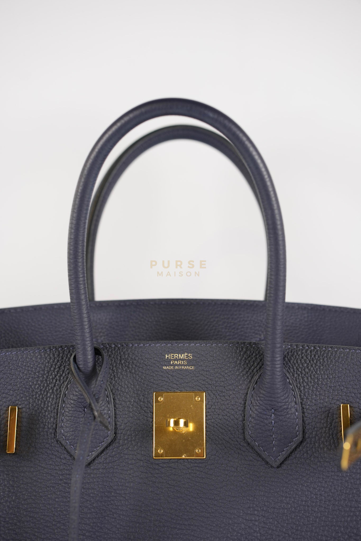 Birkin 30 Blue Nuit in Togo Leather and Gold Hardware Stamp X (2016) | Purse Maison Luxury Bags Shop