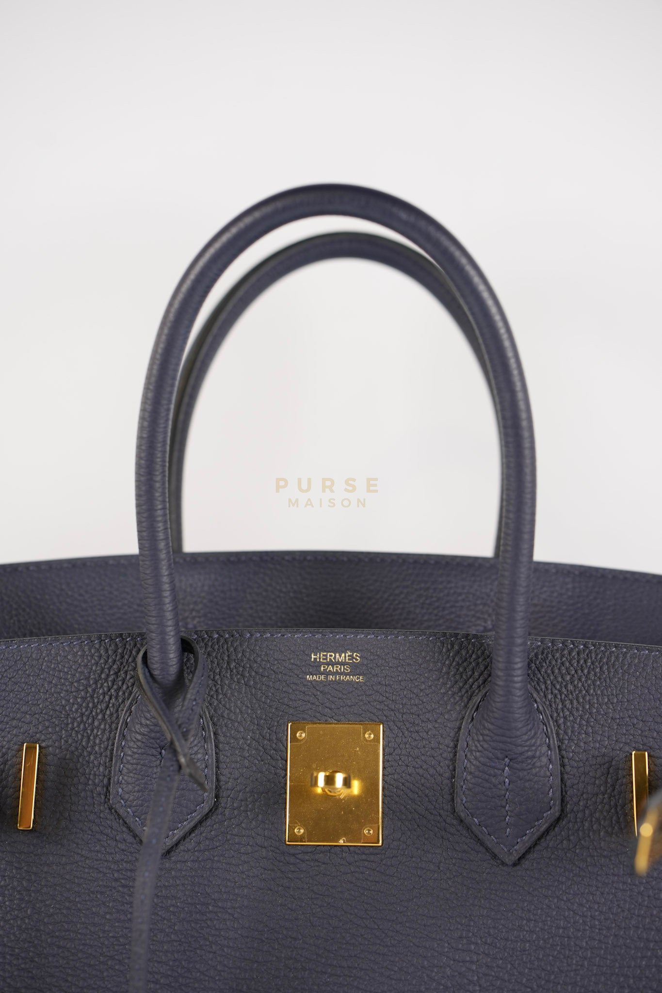 Birkin 30 Blue Nuit in Togo Leather and Gold Hardware Stamp X (2016) | Purse Maison Luxury Bags Shop