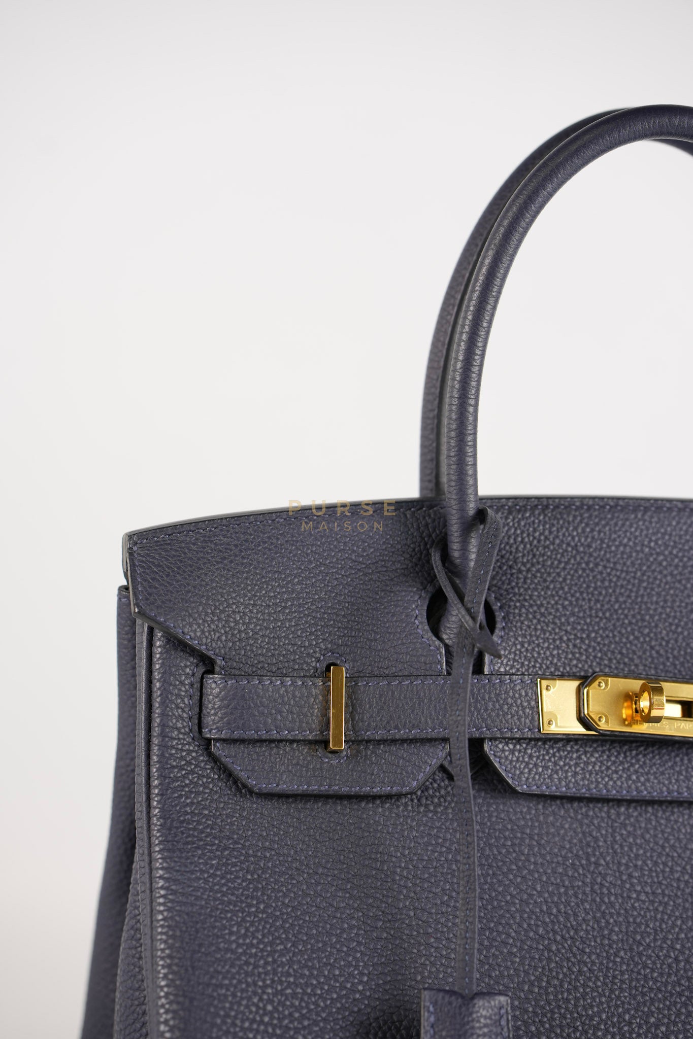 Birkin 30 Blue Nuit in Togo Leather and Gold Hardware Stamp X (2016) | Purse Maison Luxury Bags Shop