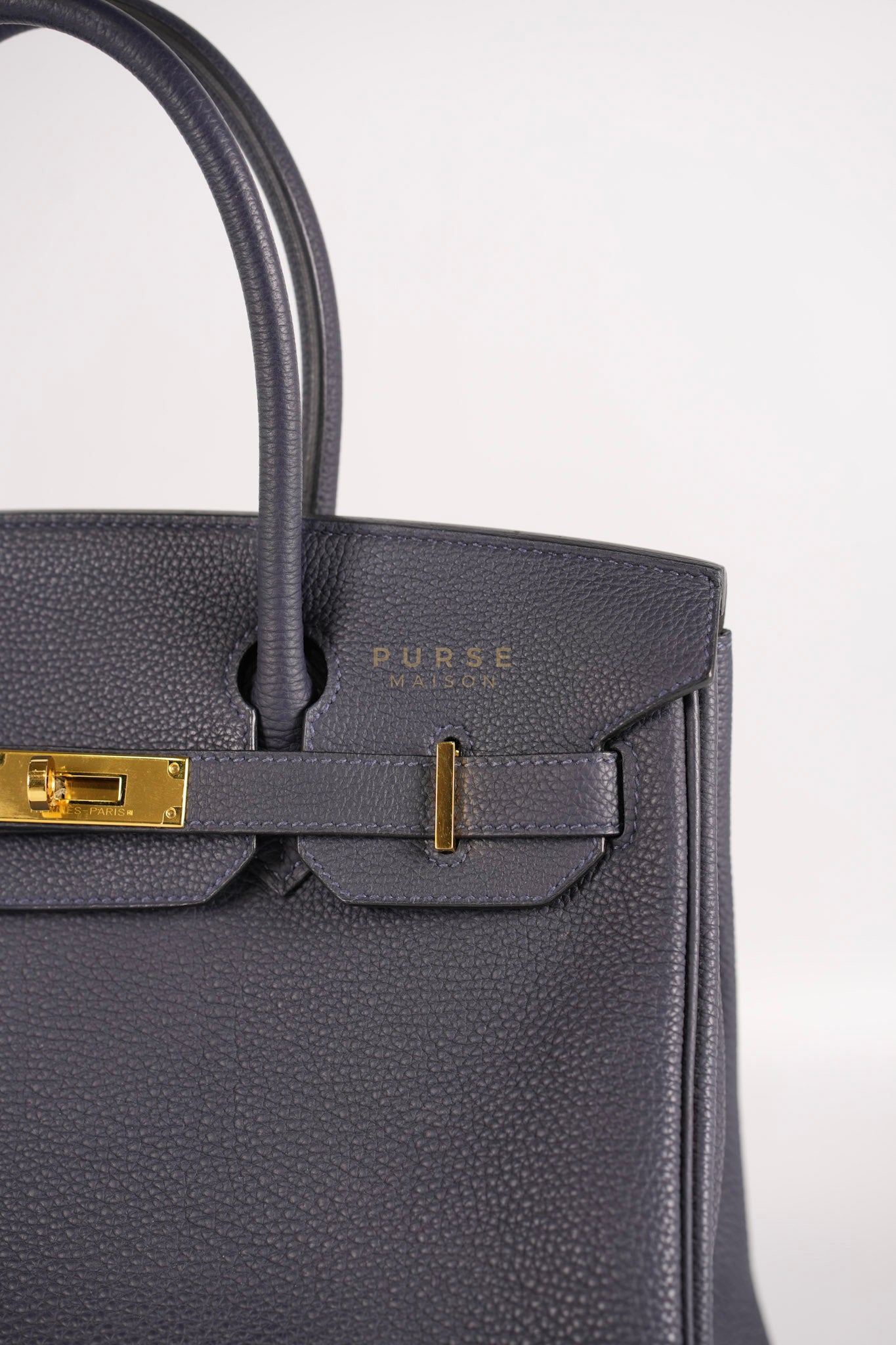 Birkin 30 Blue Nuit in Togo Leather and Gold Hardware Stamp X (2016) | Purse Maison Luxury Bags Shop