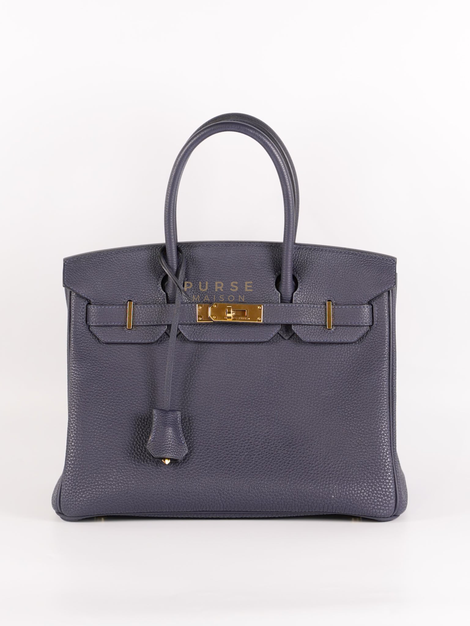 Birkin 30 Blue Nuit in Togo Leather and Gold Hardware Stamp X (2016) | Purse Maison Luxury Bags Shop