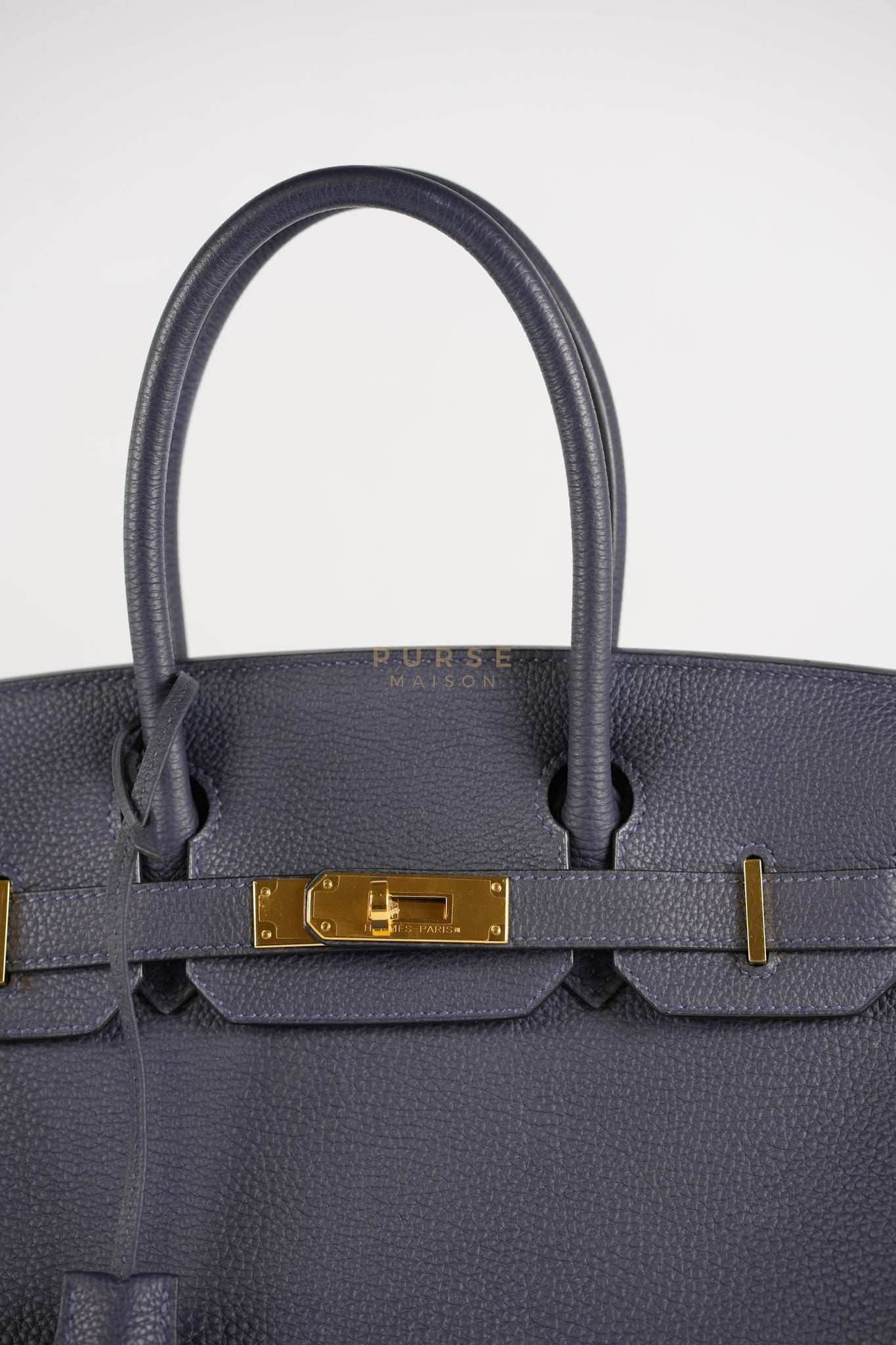 Birkin 30 Blue Nuit in Togo Leather and Gold Hardware Stamp X (2016) | Purse Maison Luxury Bags Shop