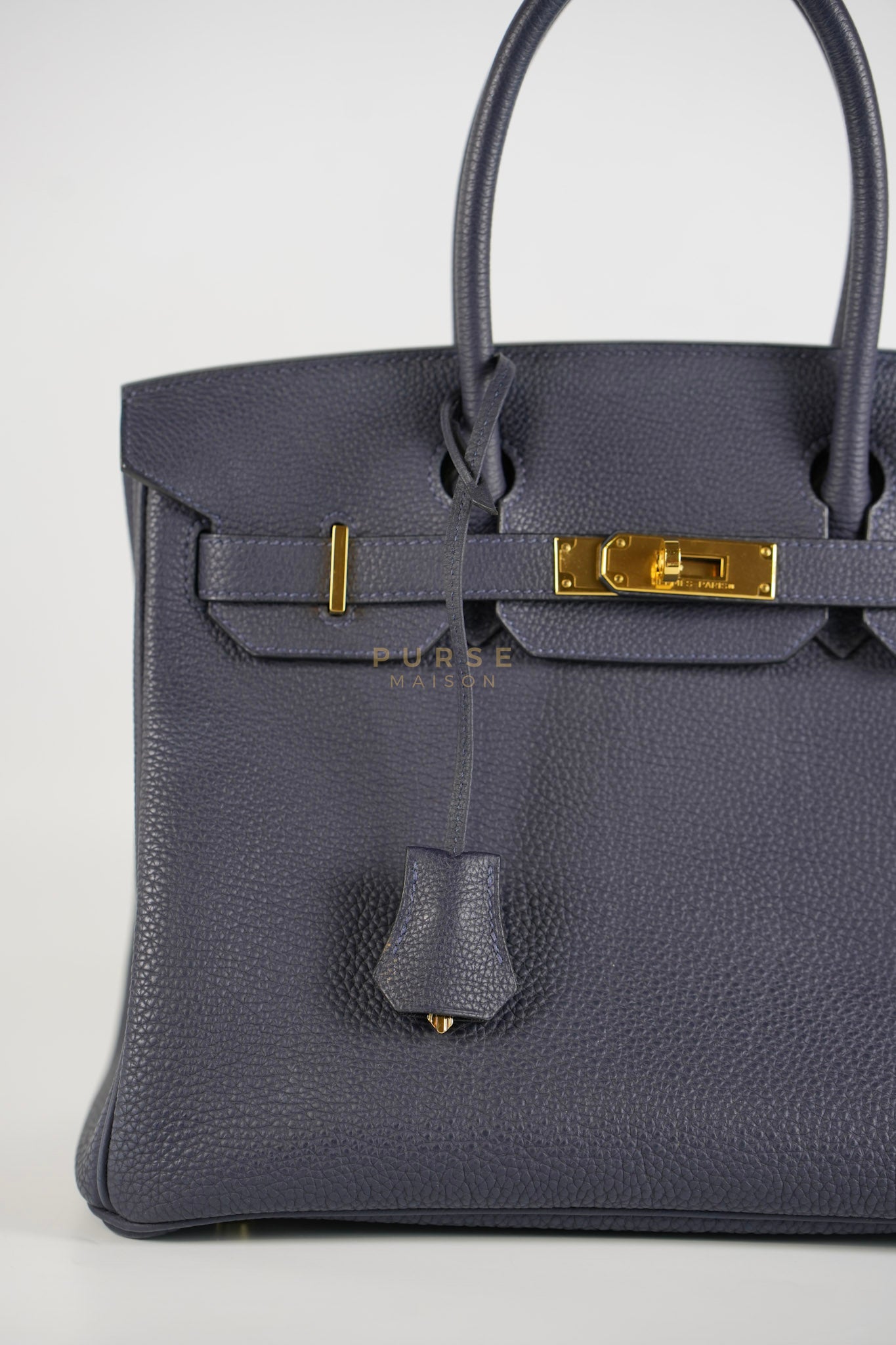 Birkin 30 Blue Nuit in Togo Leather and Gold Hardware Stamp X (2016) | Purse Maison Luxury Bags Shop