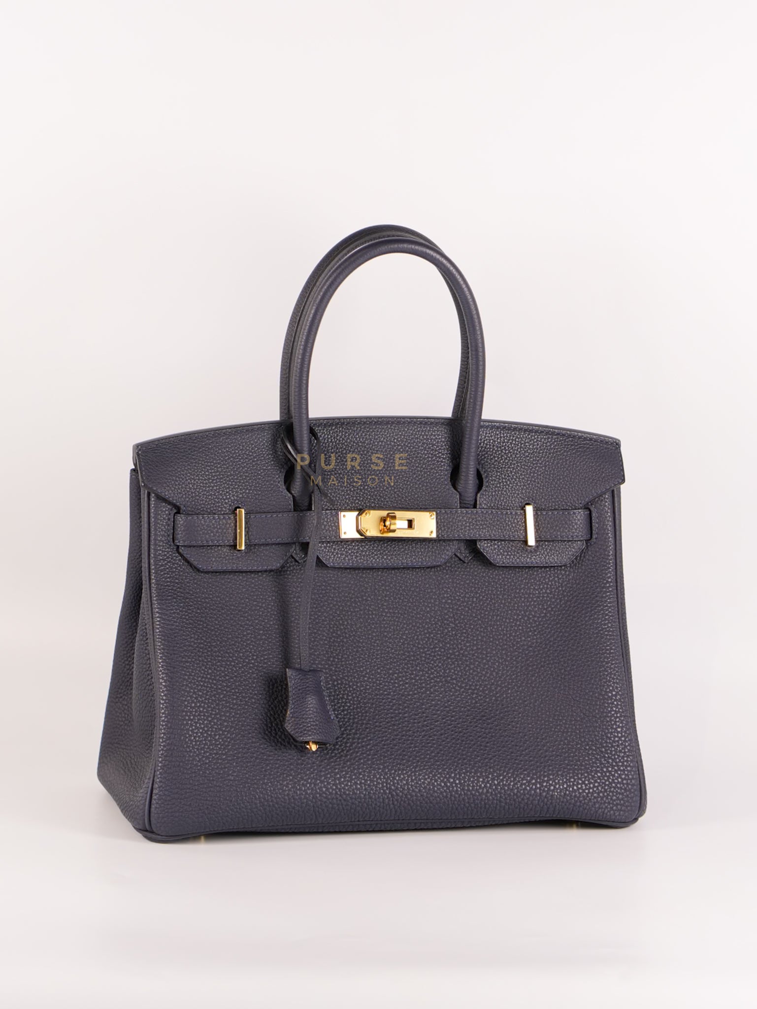 Birkin 30 Blue Nuit in Togo Leather and Gold Hardware Stamp X (2016) | Purse Maison Luxury Bags Shop