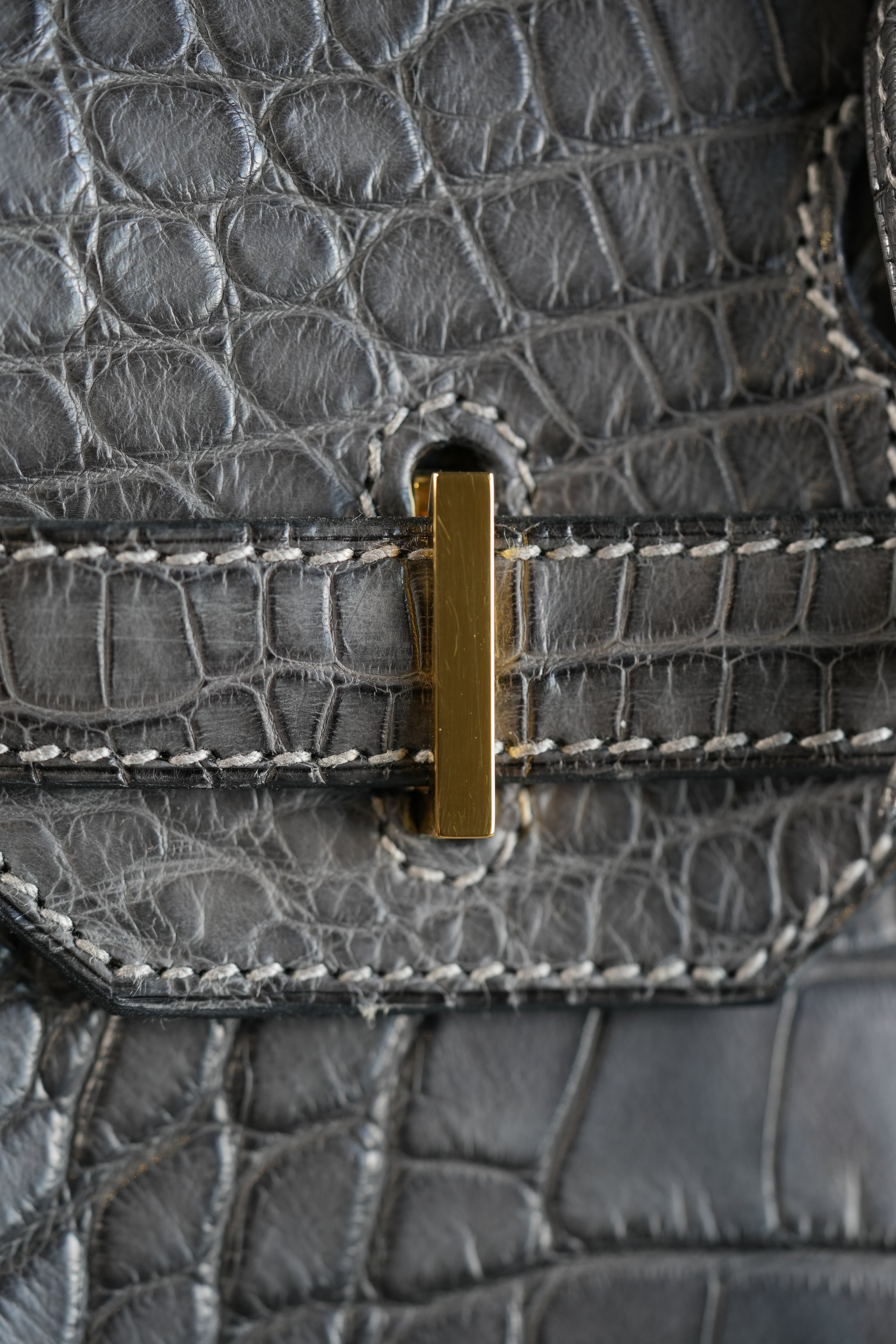 Birkin 30 Graphite Matte Alligator in Gold Hardware Stamp X | Purse Maison Luxury Bags Shop