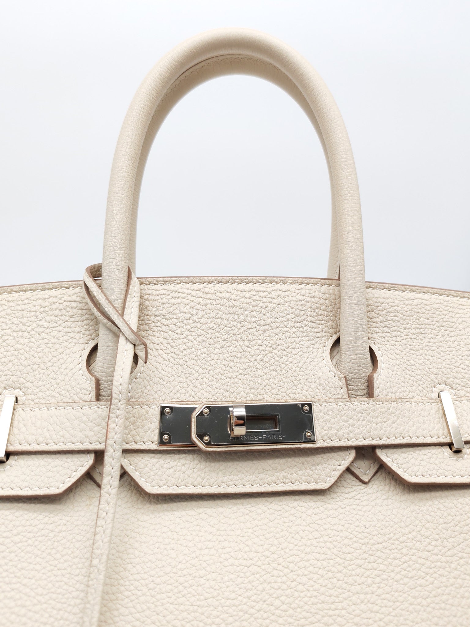 Birkin 30 in Craie Togo Leather Palladium Hardware Stamp C(2018) w/ Free Twilly | Purse Maison Luxury Bags Shop