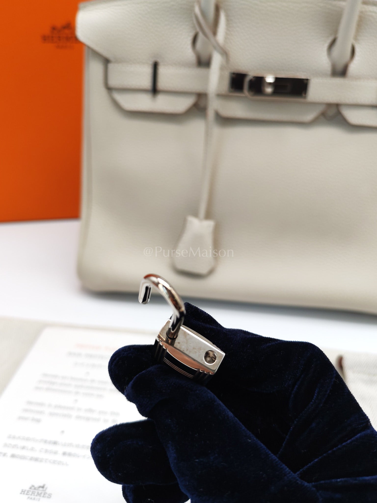 Birkin 30 in Craie Togo Leather Palladium Hardware Stamp C(2018) w/ Free Twilly | Purse Maison Luxury Bags Shop