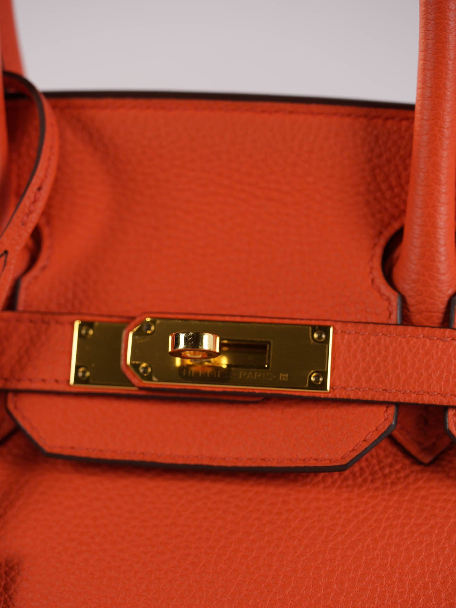 Birkin 30 in Orange Poppy Veau Togo & Gold Hardware Stamp A | Purse Maison Luxury Bags Shop