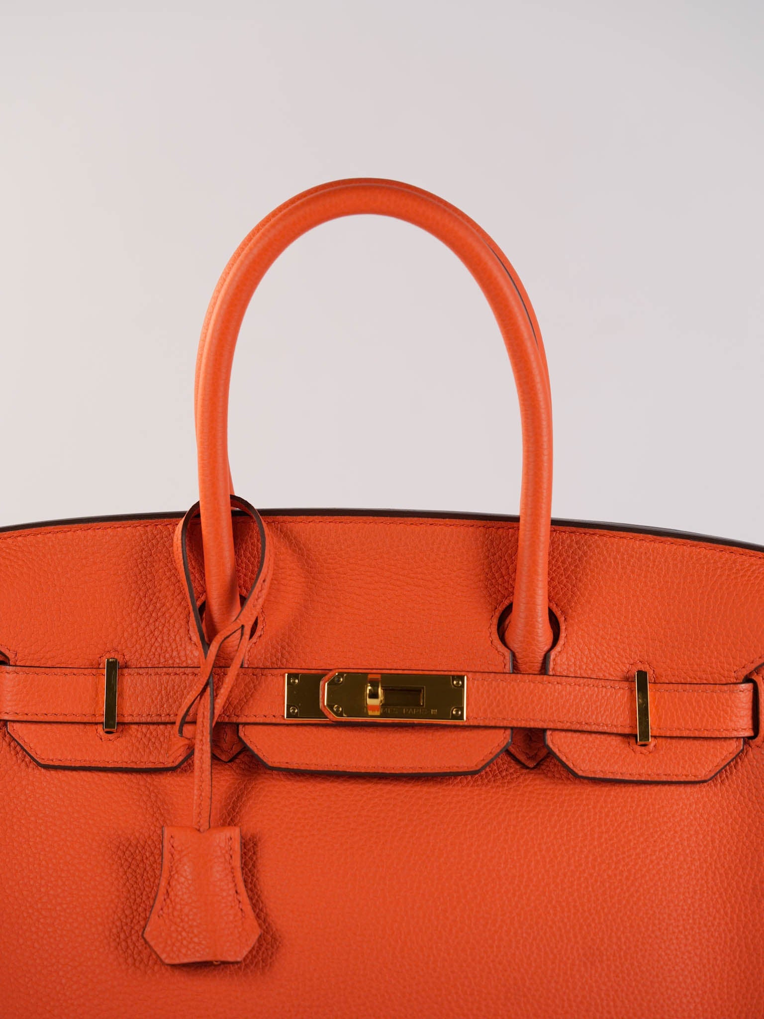 Birkin 30 in Orange Poppy Veau Togo & Gold Hardware Stamp A | Purse Maison Luxury Bags Shop