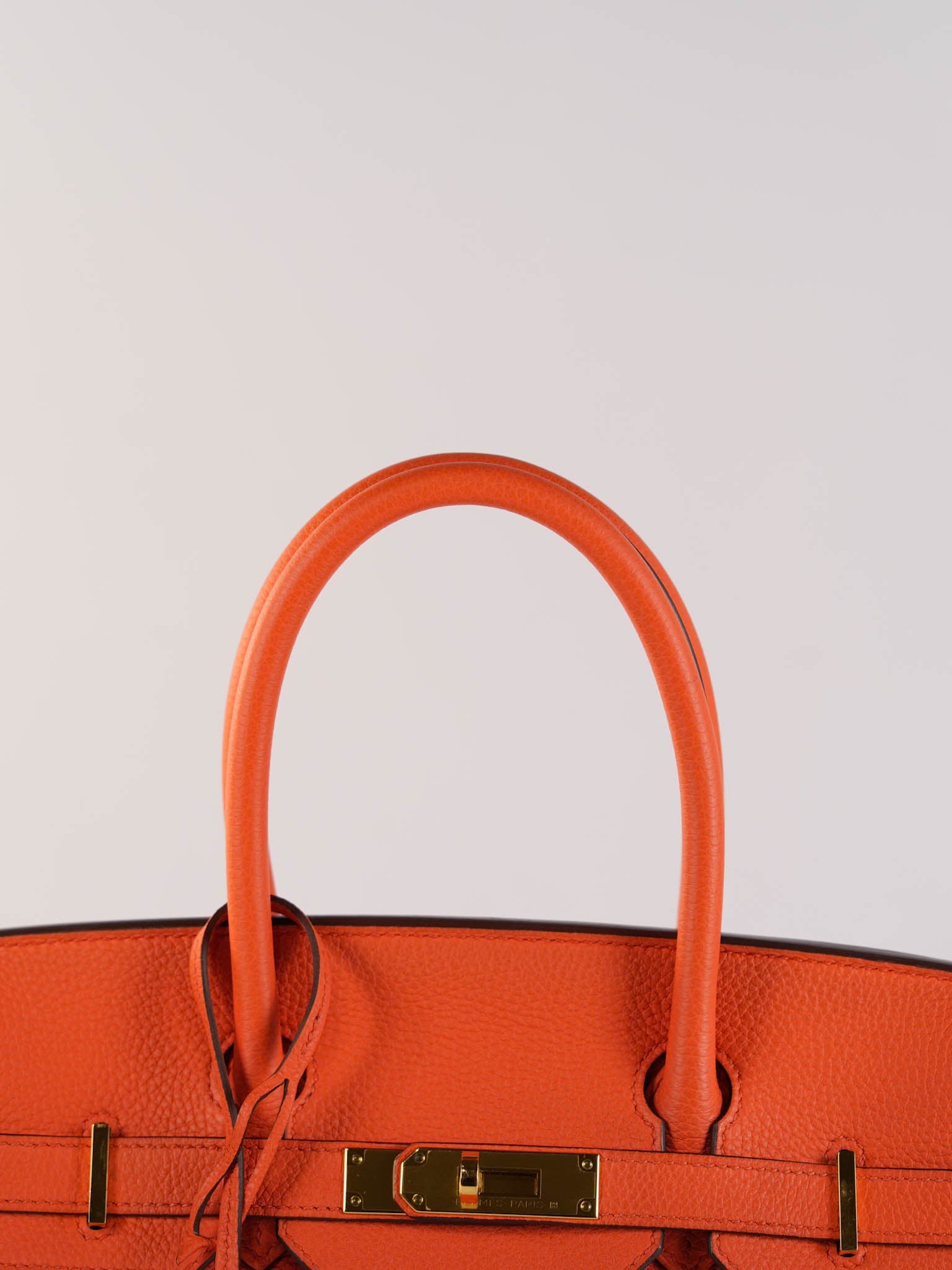 Birkin 30 in Orange Poppy Veau Togo & Gold Hardware Stamp A | Purse Maison Luxury Bags Shop