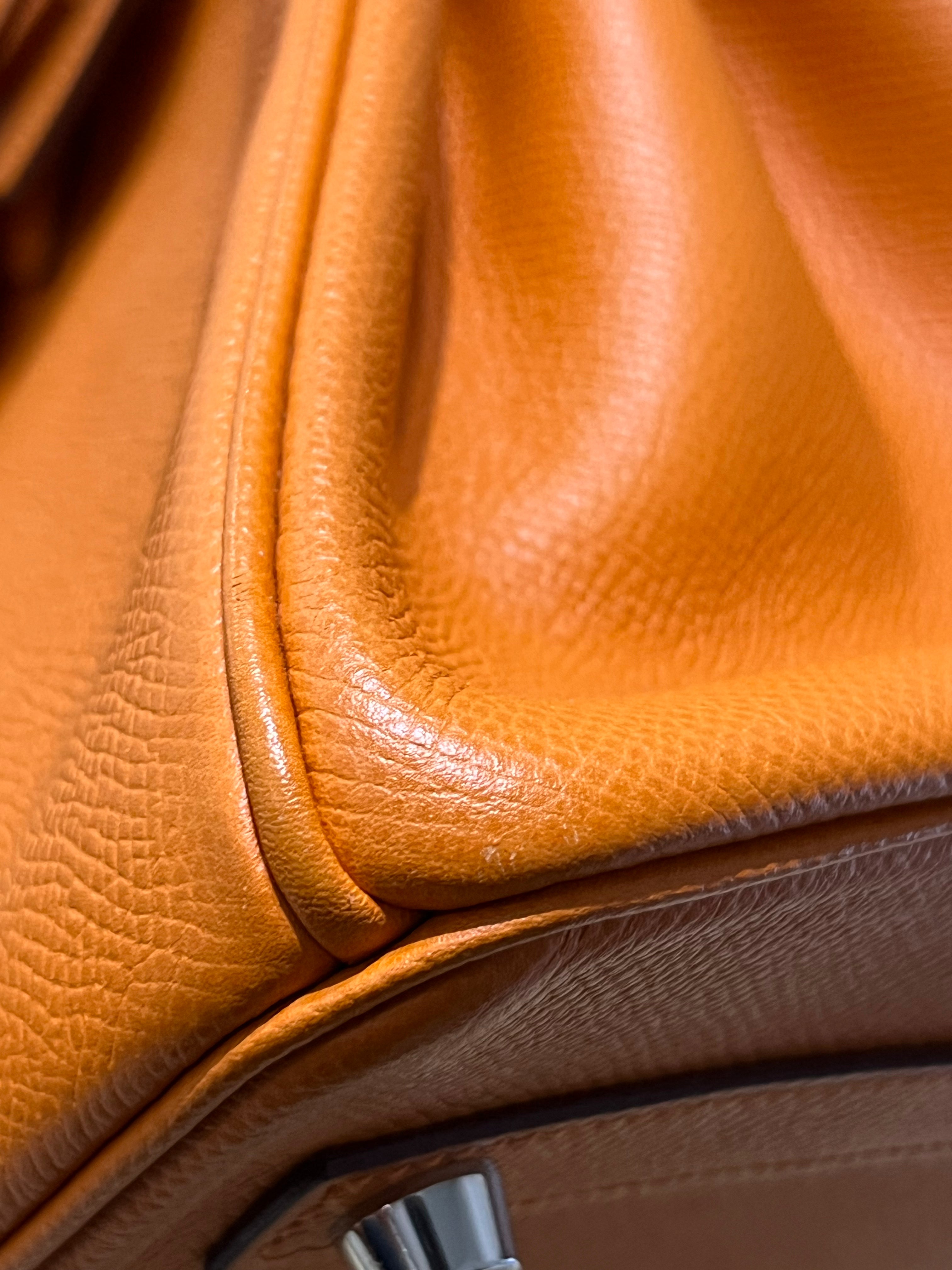 Birkin 30 in Orange Veau Epsom & Palladium Hardware Stamp Square Q | Purse Maison Luxury Bags Shop