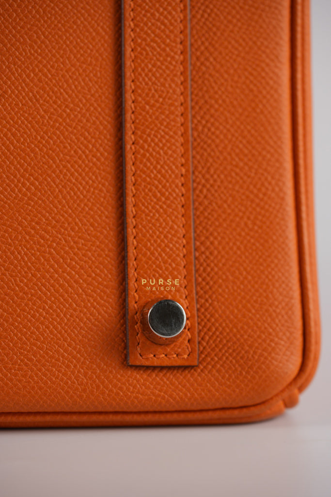 Birkin 30 in Orange Veau Epsom & Palladium Hardware Stamp Square Q | Purse Maison Luxury Bags Shop