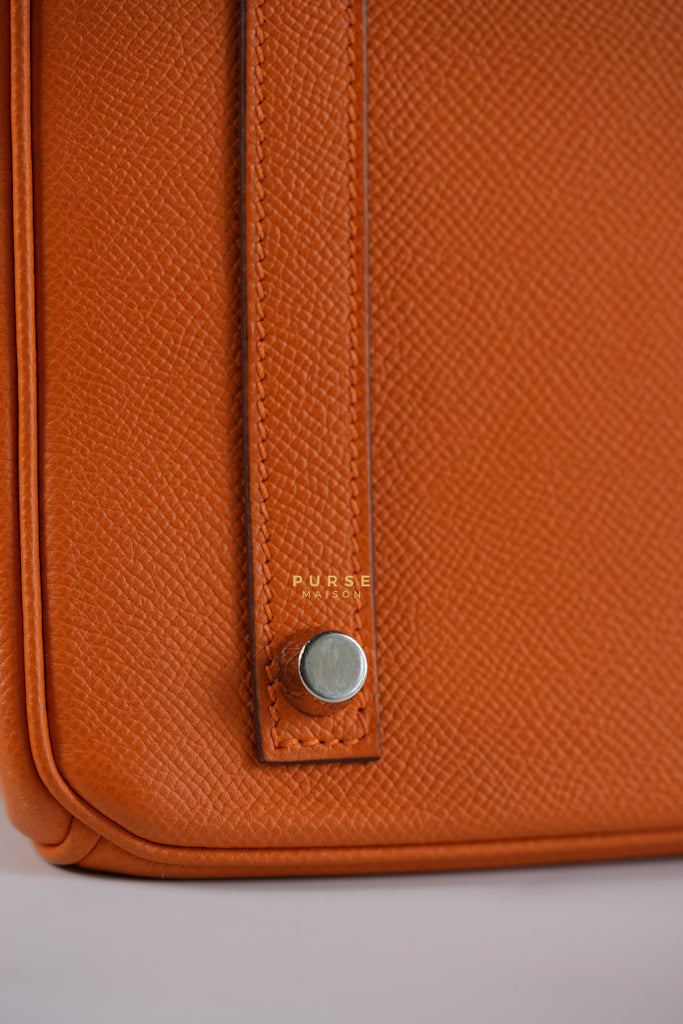Birkin 30 in Orange Veau Epsom & Palladium Hardware Stamp Square Q | Purse Maison Luxury Bags Shop