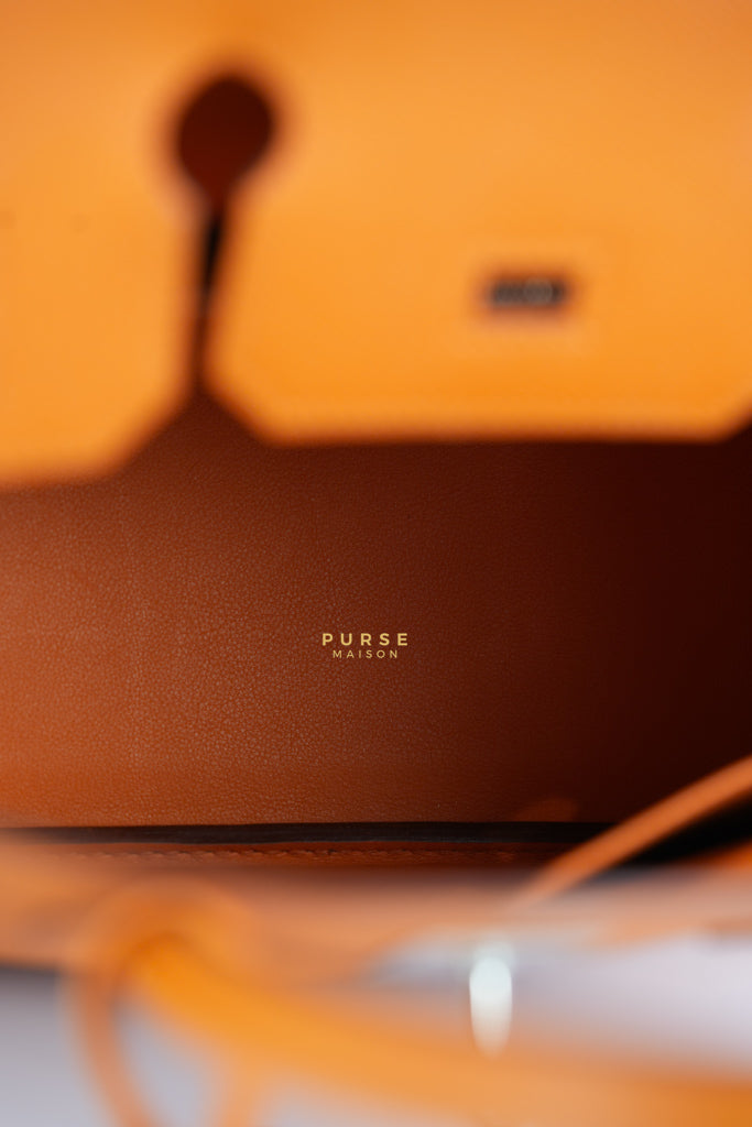 Birkin 30 in Orange Veau Epsom & Palladium Hardware Stamp Square Q | Purse Maison Luxury Bags Shop