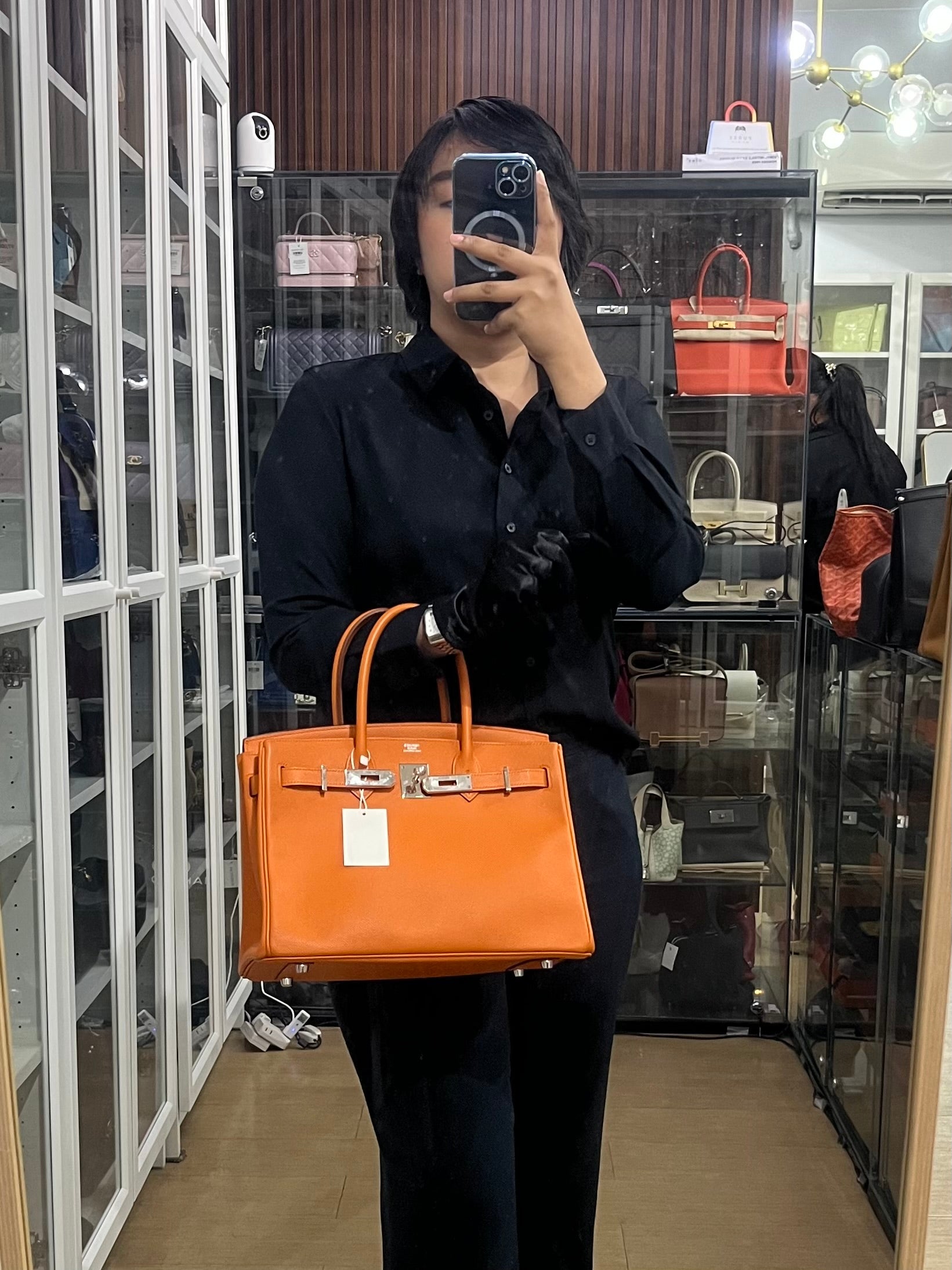 Birkin 30 in Orange Veau Epsom & Palladium Hardware Stamp Square Q | Purse Maison Luxury Bags Shop