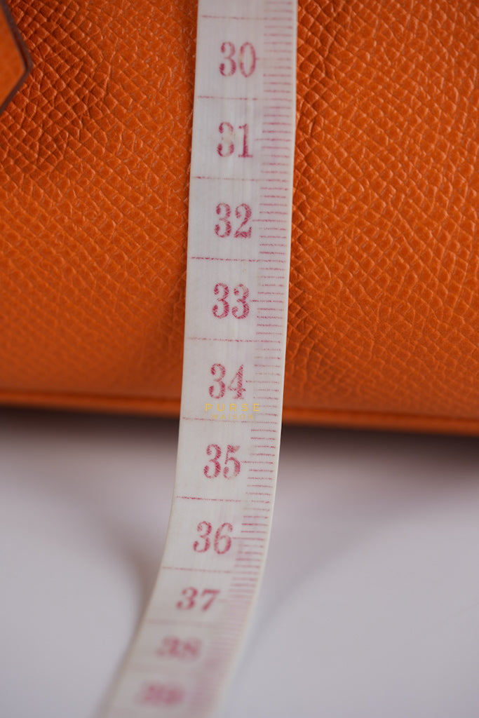 Birkin 30 in Orange Veau Epsom & Palladium Hardware Stamp Square Q | Purse Maison Luxury Bags Shop
