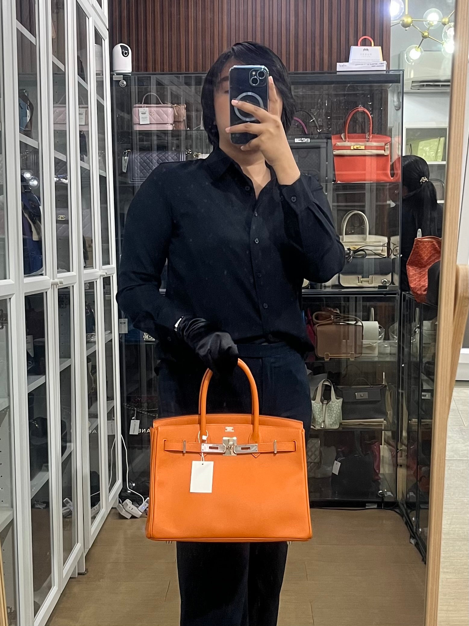 Birkin 30 in Orange Veau Epsom & Palladium Hardware Stamp Square Q | Purse Maison Luxury Bags Shop