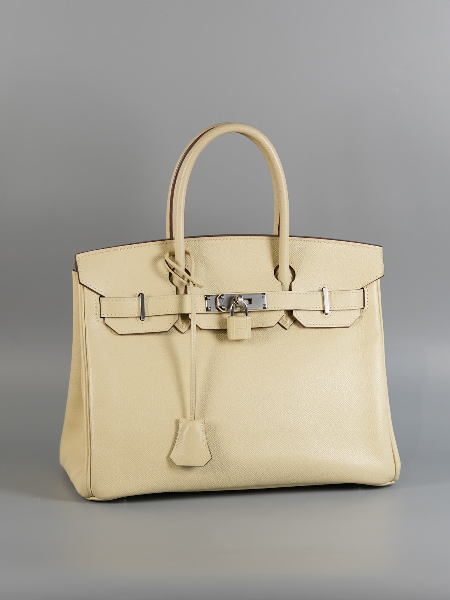 Birkin 30 in Parchemin Epsom Leather & Palladium Hardware Stamp Square M | Purse Maison Luxury Bags Shop