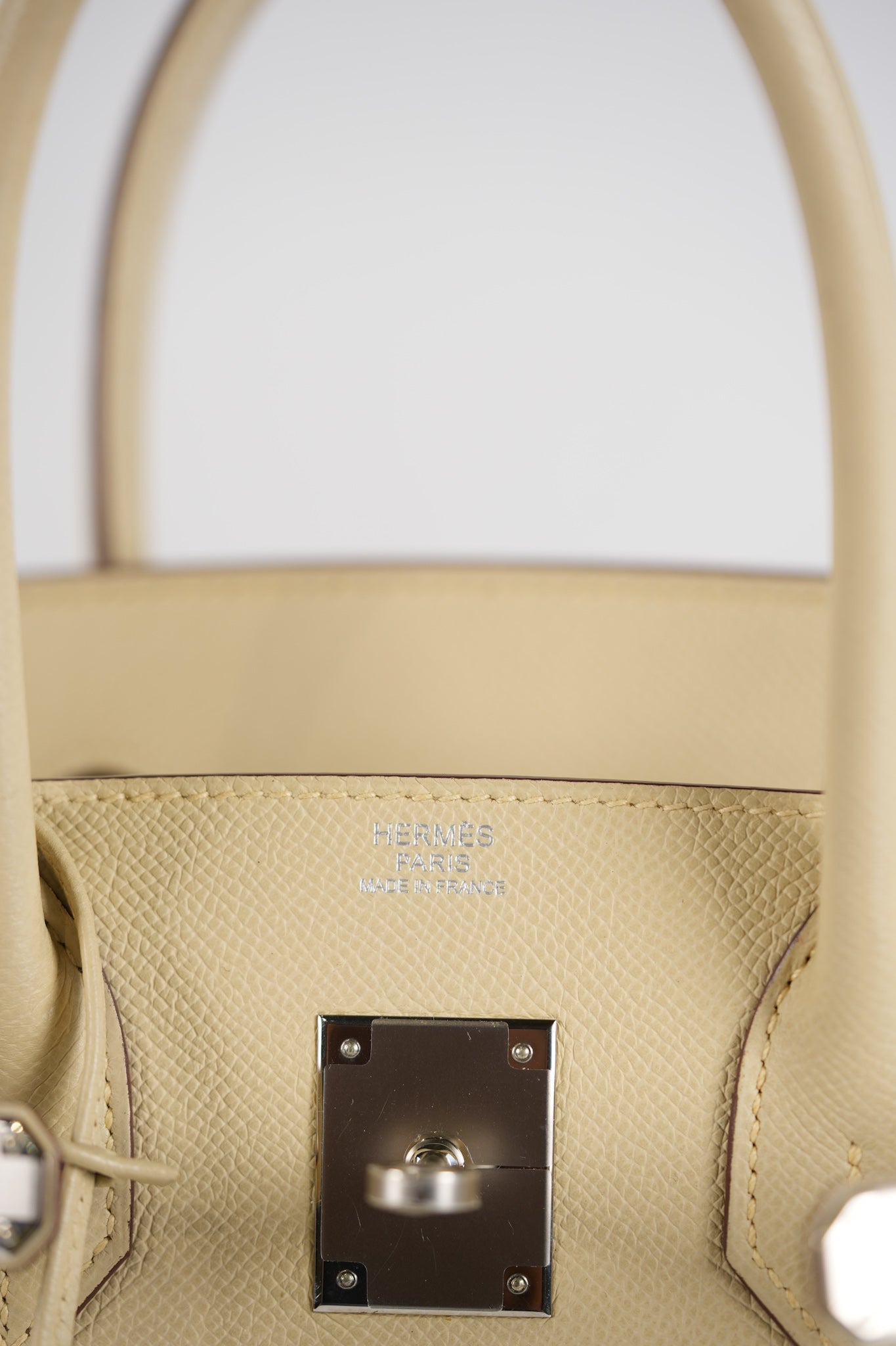 Birkin 30 in Parchemin Epsom Leather & Palladium Hardware Stamp Square M | Purse Maison Luxury Bags Shop