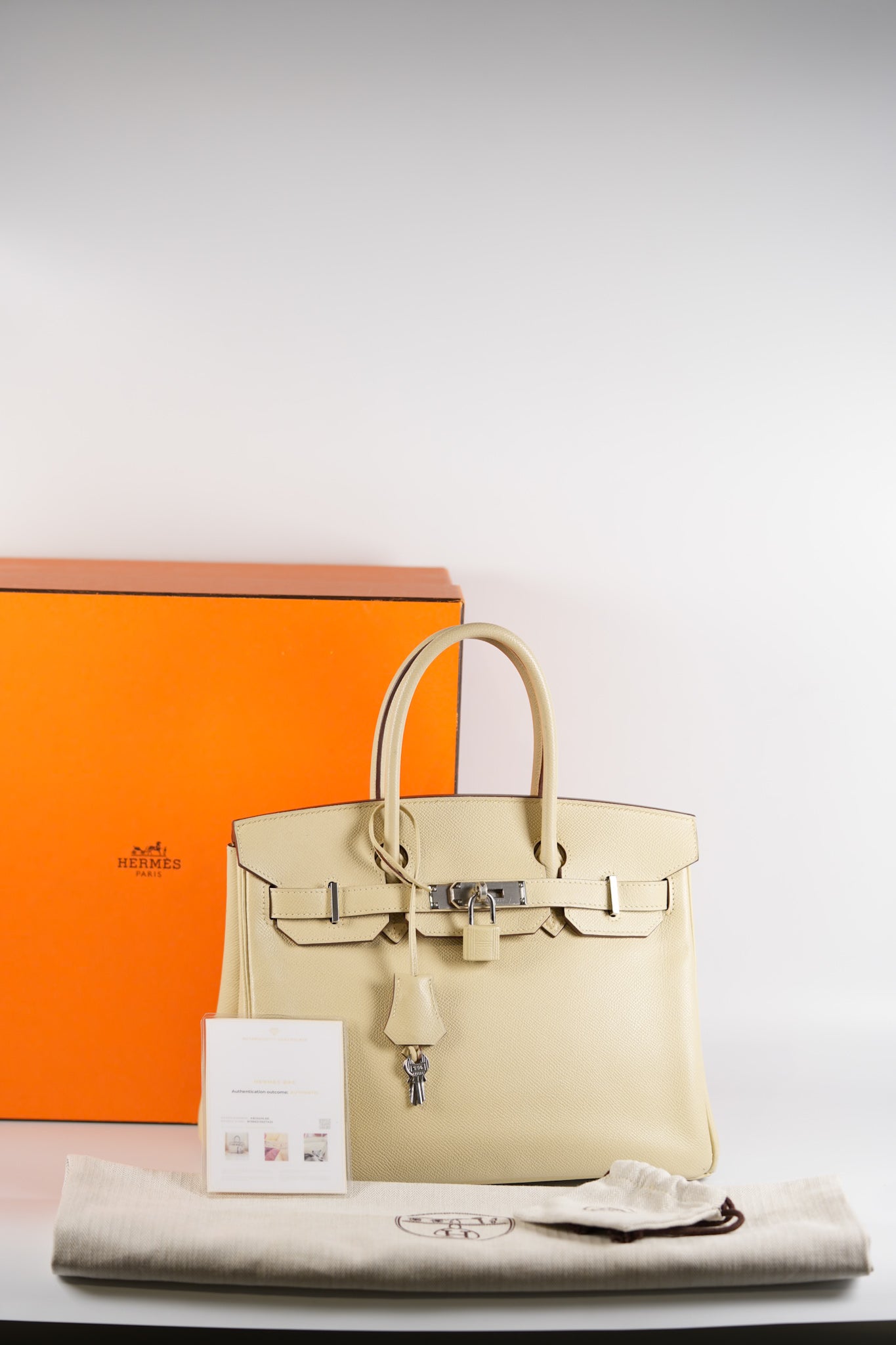 Birkin 30 in Parchemin Epsom Leather & Palladium Hardware Stamp Square M | Purse Maison Luxury Bags Shop