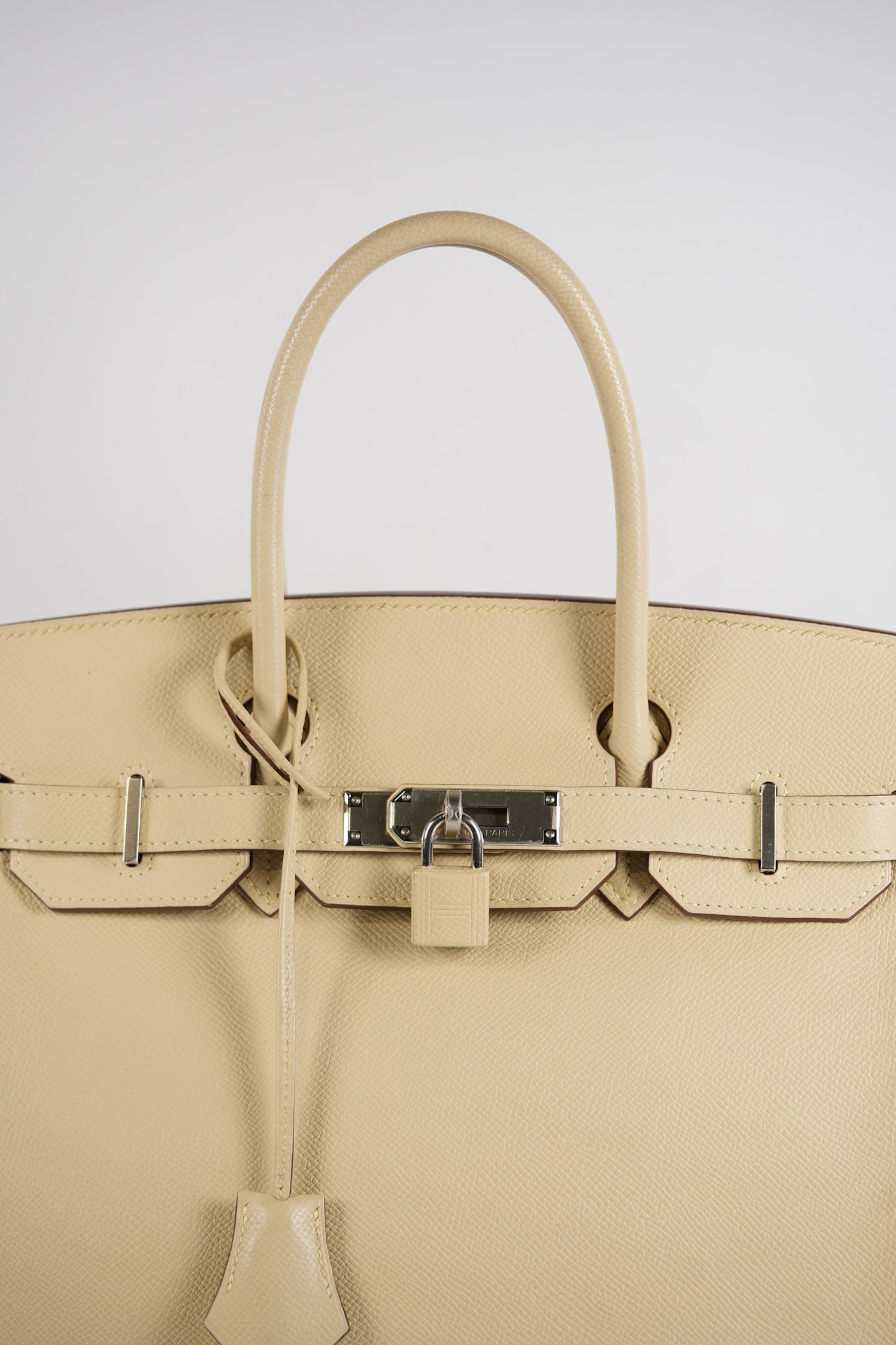 Birkin 30 in Parchemin Epsom Leather & Palladium Hardware Stamp Square M | Purse Maison Luxury Bags Shop