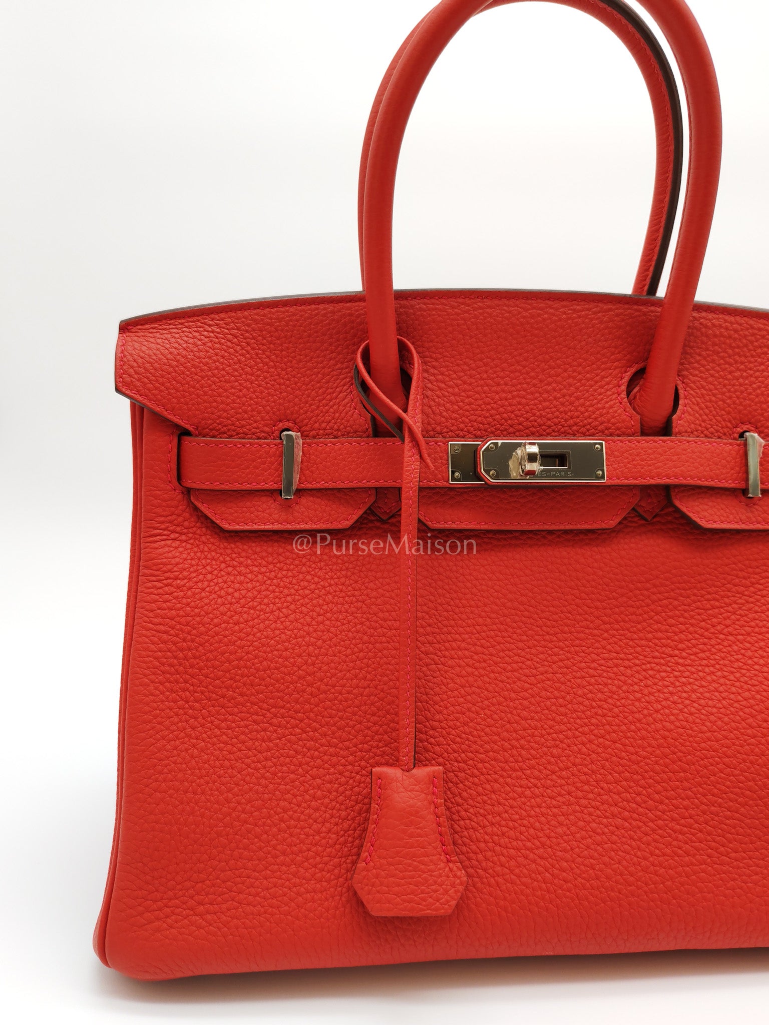 Birkin 30 in Rouge Pivoine Togo Leather Palladium Hardware Stamp A(2017) | Purse Maison Luxury Bags Shop