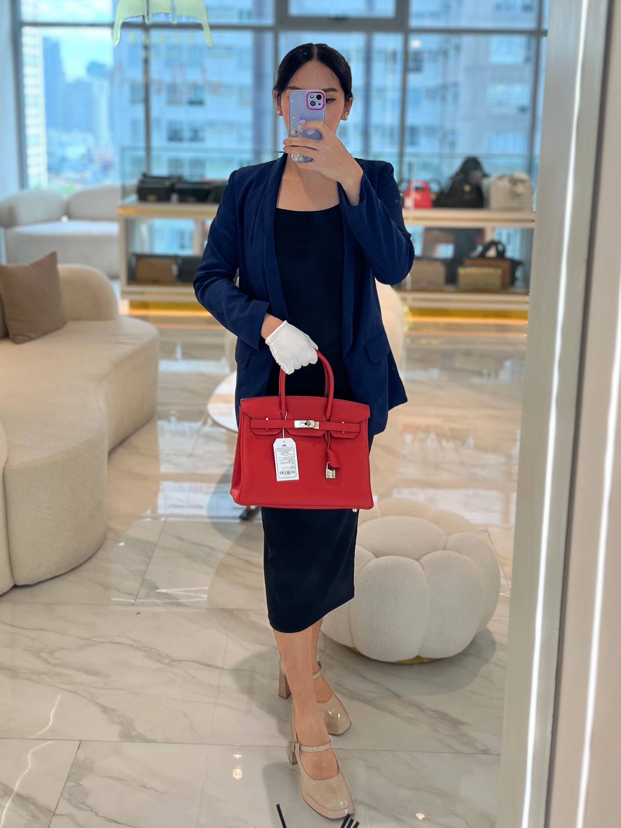 Birkin 30 in Rouge Pivoine Togo Leather Palladium Hardware Stamp A(2017) | Purse Maison Luxury Bags Shop