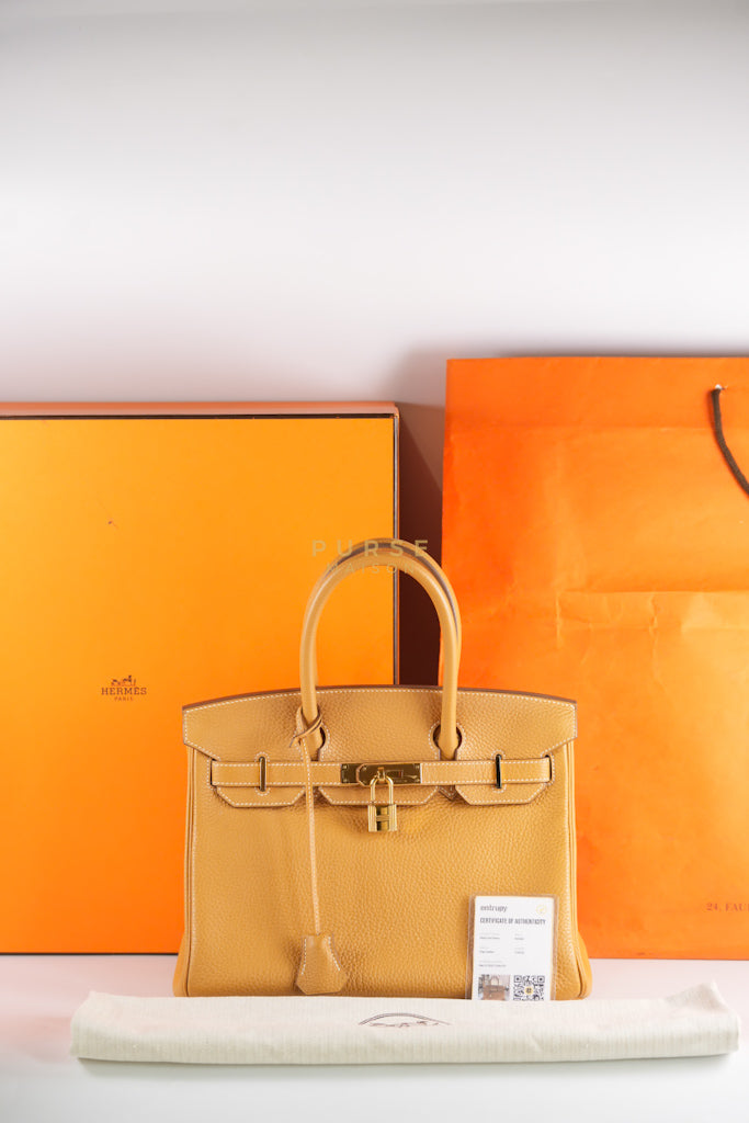 Birkin 30 Naturel Sable in Togo Leather & Gold Hardware Stamp T (2015) | Purse Maison Luxury Bags Shop